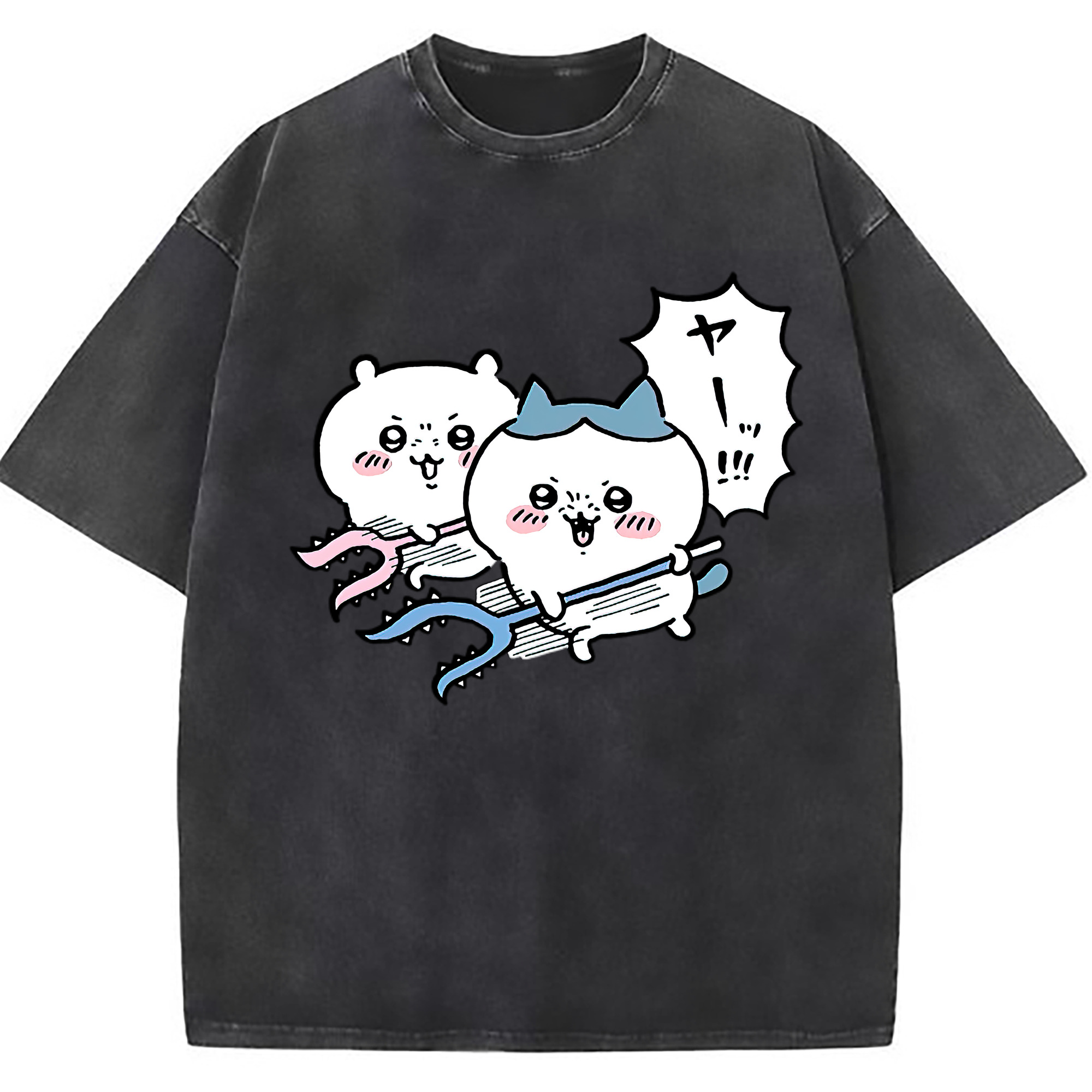 （画像用） ちいかわ ハチワレ Chii-kawa hachiware 綿100% ヴィンテージ風 半袖Tシャツ（フロントプリント）