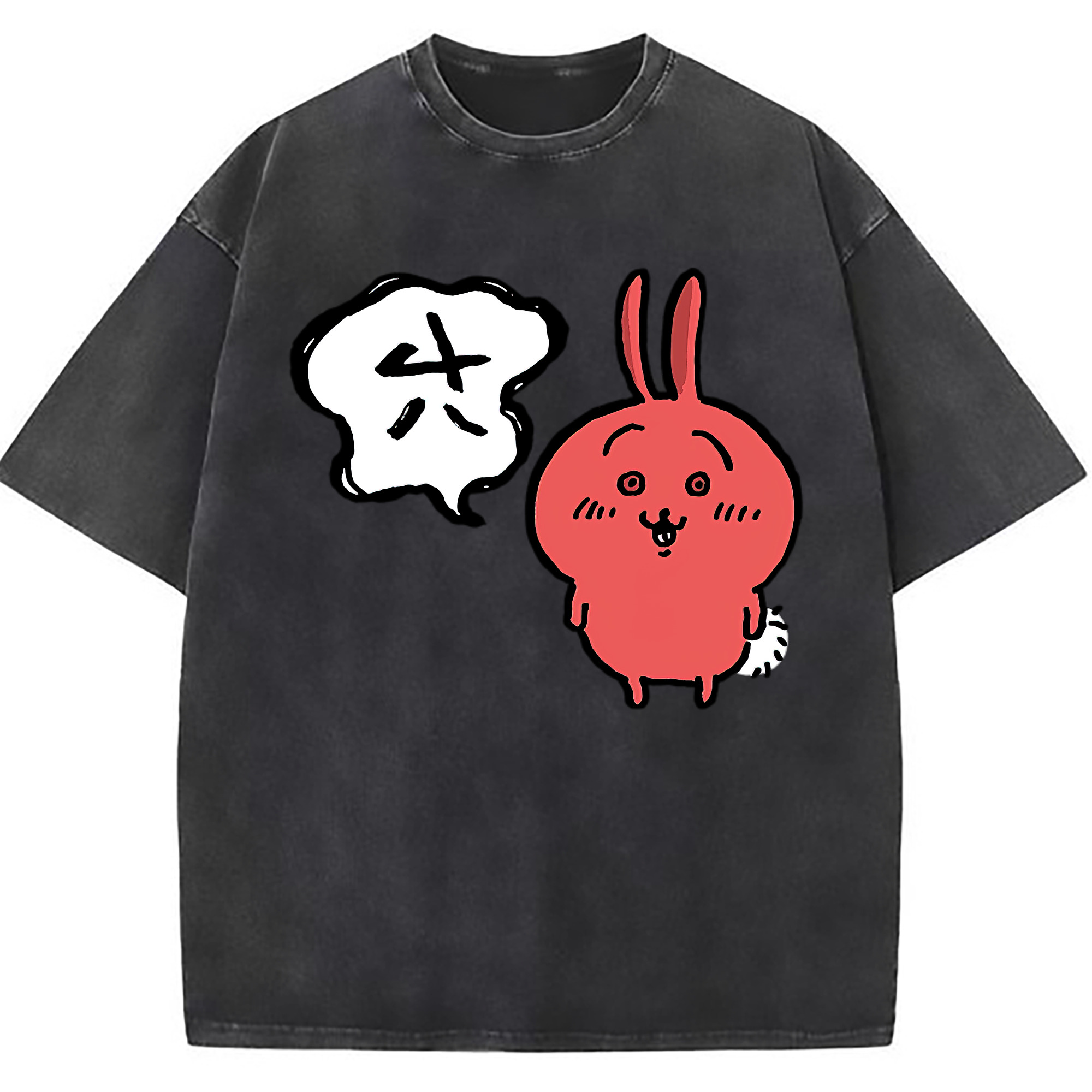 （画像用） ちいかわ ハチワレ Chii-kawa hachiware 綿100% ヴィンテージ風 半袖Tシャツ（フロントプリント）