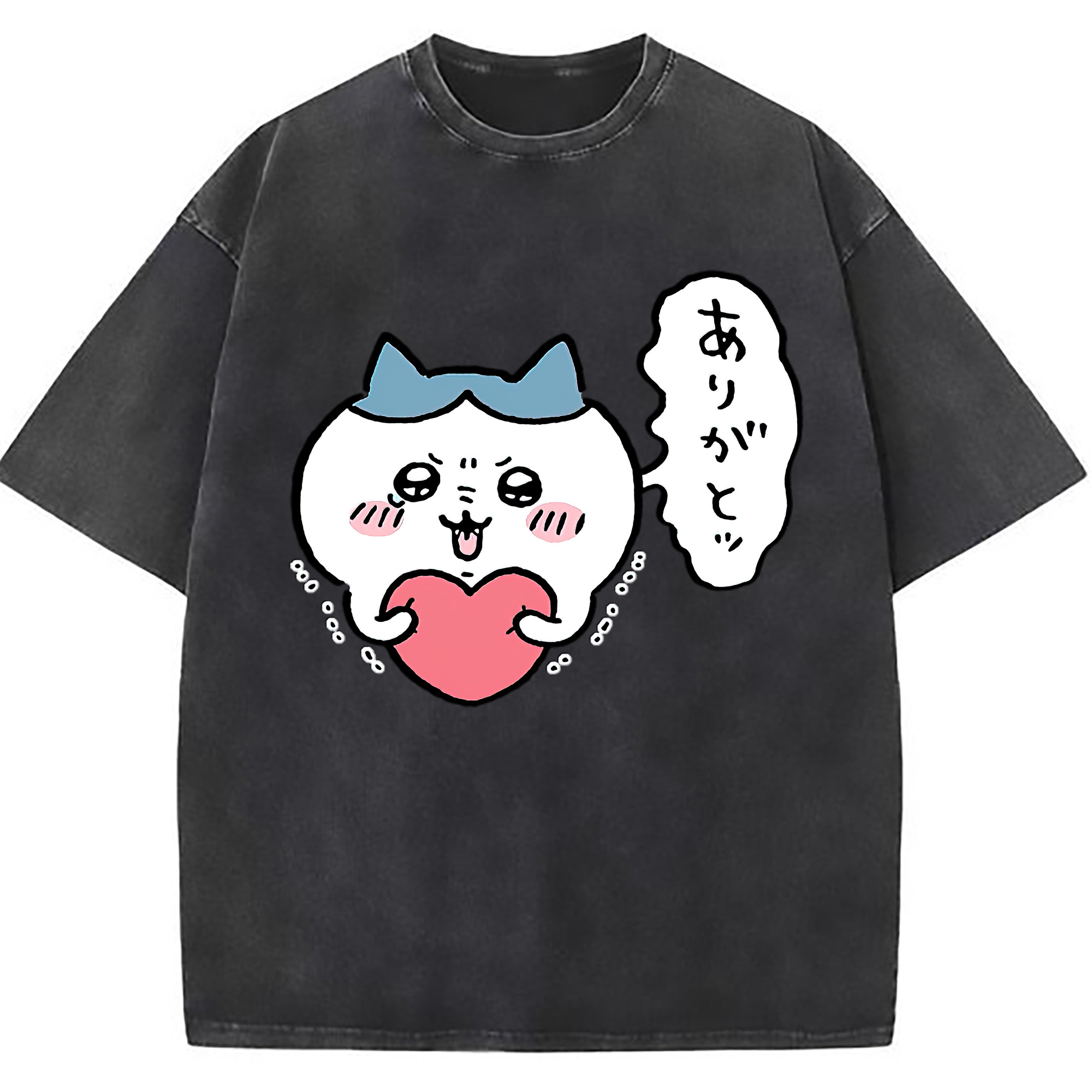 （画像用） ちいかわ ハチワレ Chii-kawa hachiware 綿100% ヴィンテージ風 半袖Tシャツ（フロントプリント）