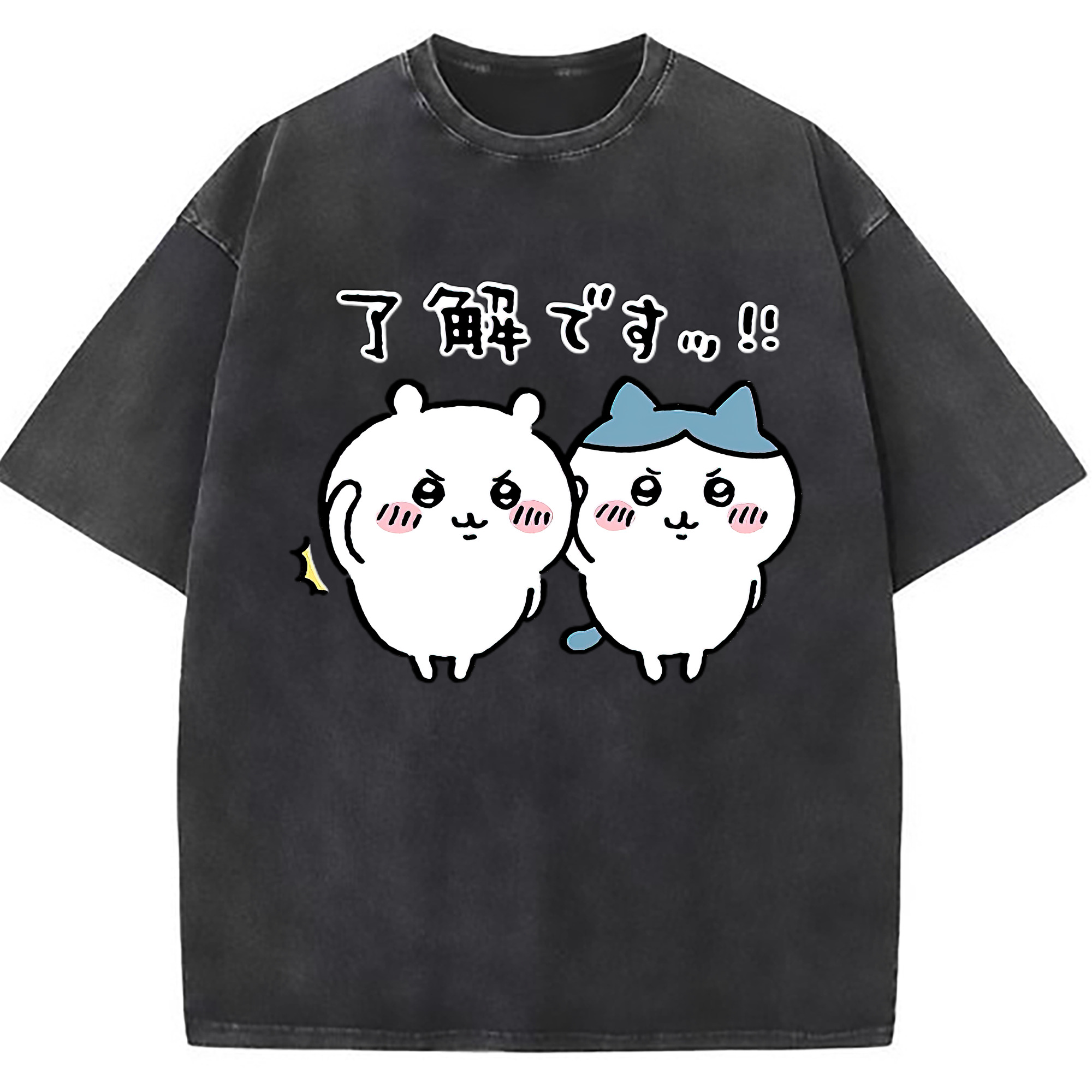 （画像用） ちいかわ ハチワレ Chii-kawa hachiware 綿100% ヴィンテージ風 半袖Tシャツ（フロントプリント）