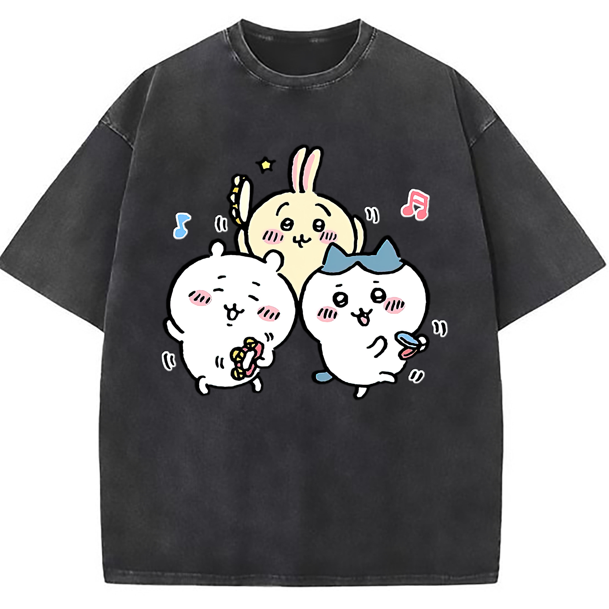 （画像用） ちいかわ ハチワレ Chii-kawa hachiware 綿100% ヴィンテージ風 半袖Tシャツ（フロントプリント）