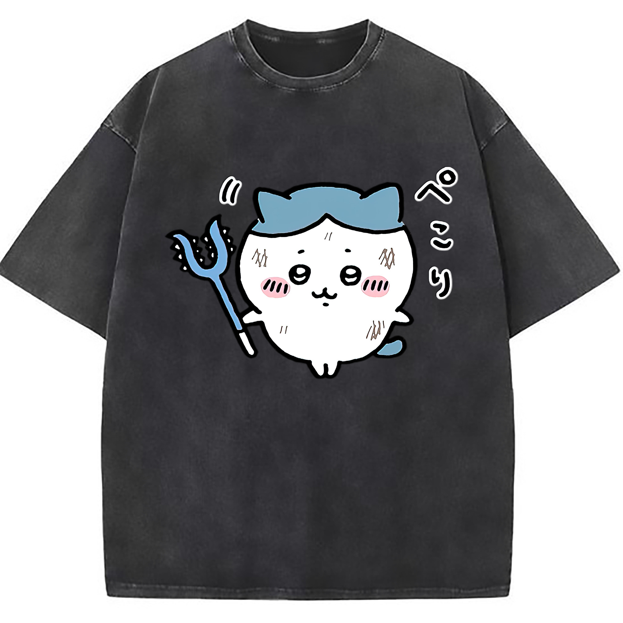 （画像用） ちいかわ ハチワレ Chii-kawa hachiware 綿100% ヴィンテージ風 半袖Tシャツ（フロントプリント）