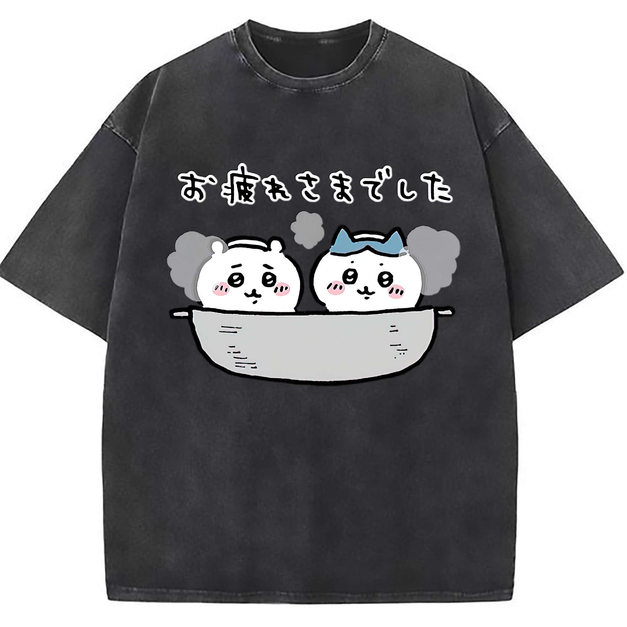 （画像用） ちいかわ ハチワレ Chii-kawa hachiware 綿100% ヴィンテージ風 半袖Tシャツ（フロントプリント）