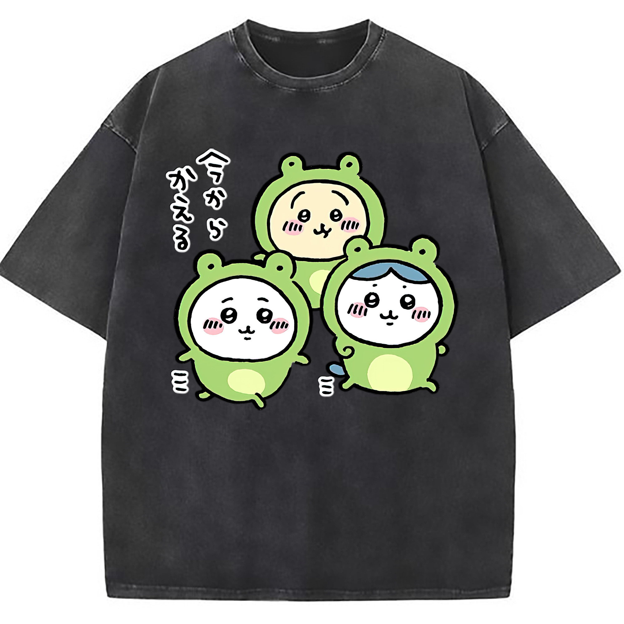 （画像用） ちいかわ ハチワレ Chii-kawa hachiware 綿100% ヴィンテージ風 半袖Tシャツ（フロントプリント）