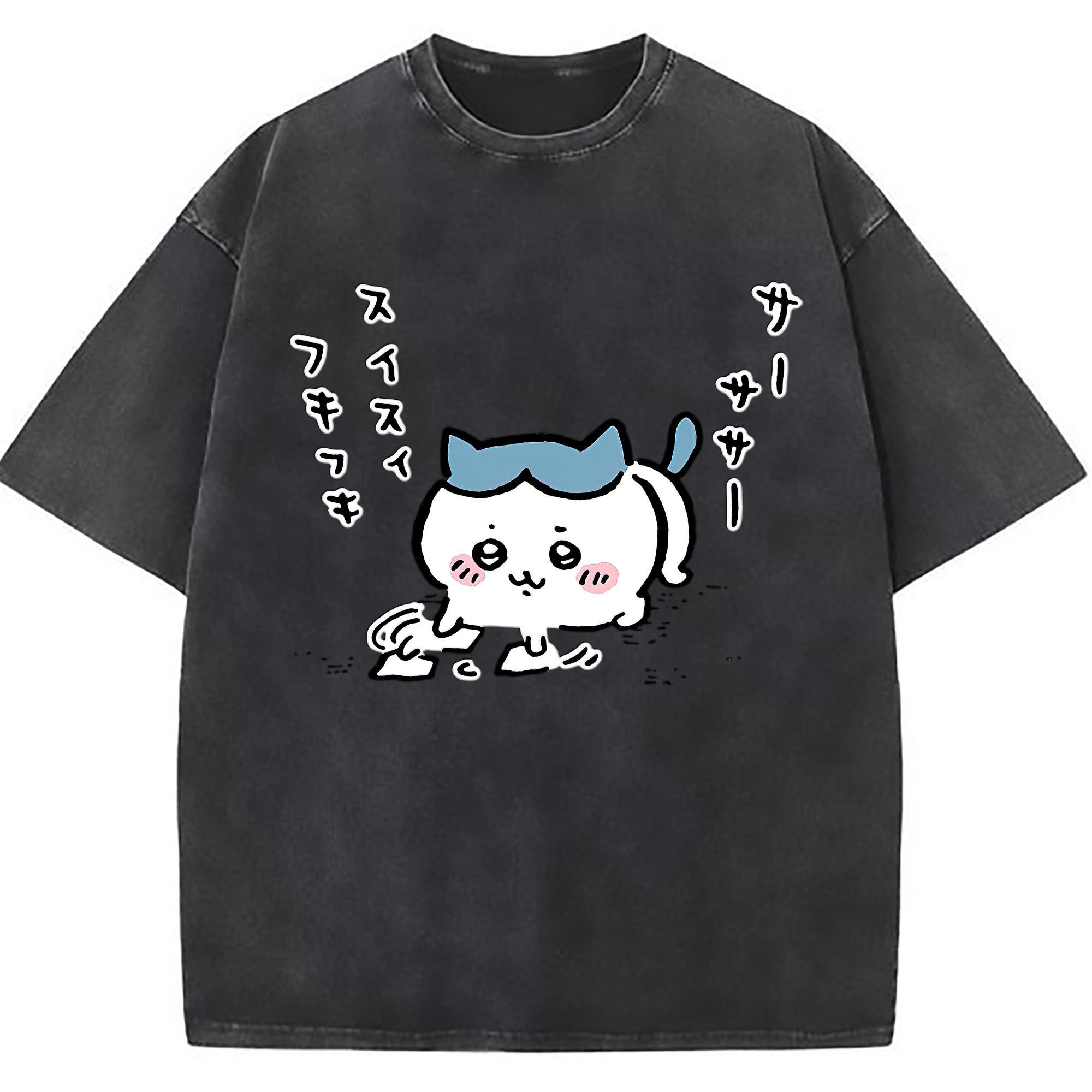 （画像用） ちいかわ ハチワレ Chii-kawa hachiware 綿100% ヴィンテージ風 半袖Tシャツ（フロントプリント）