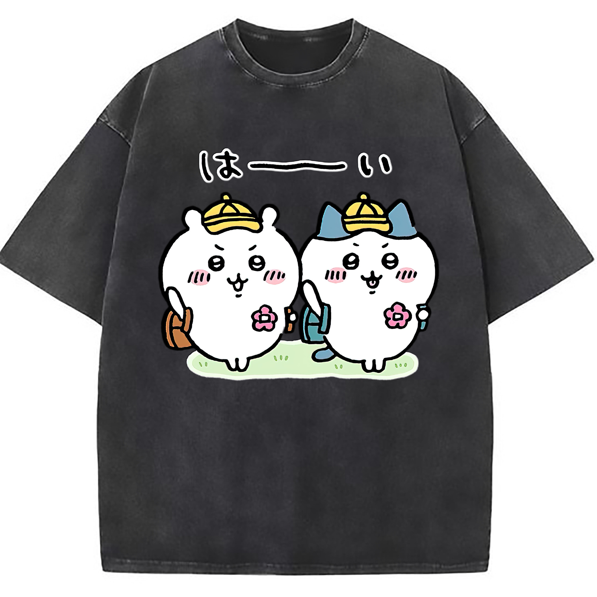 （画像用） ちいかわ ハチワレ Chii-kawa hachiware 綿100% ヴィンテージ風 半袖Tシャツ（フロントプリント）