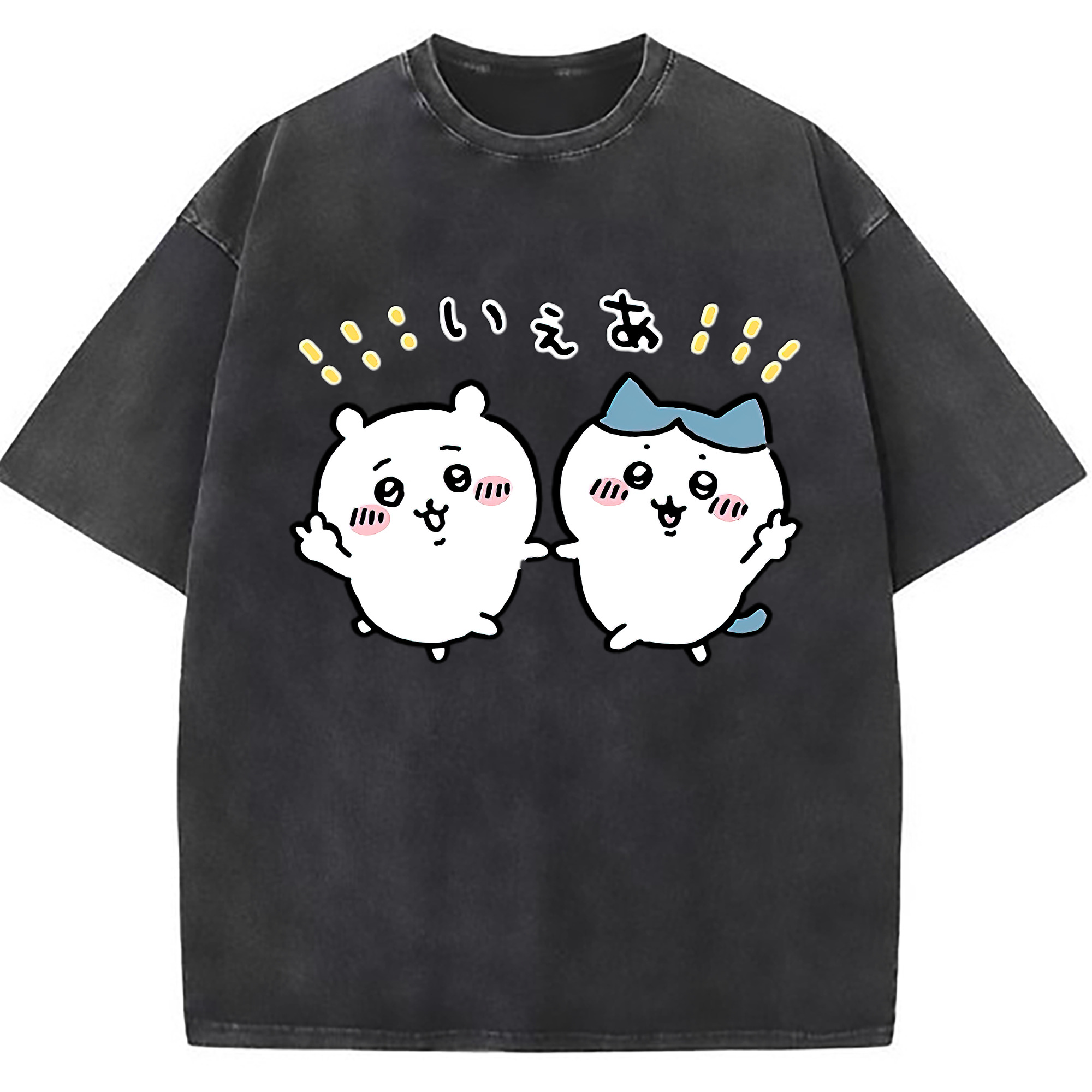 （画像用） ちいかわ ハチワレ Chii-kawa hachiware 綿100% ヴィンテージ風 半袖Tシャツ（フロントプリント）