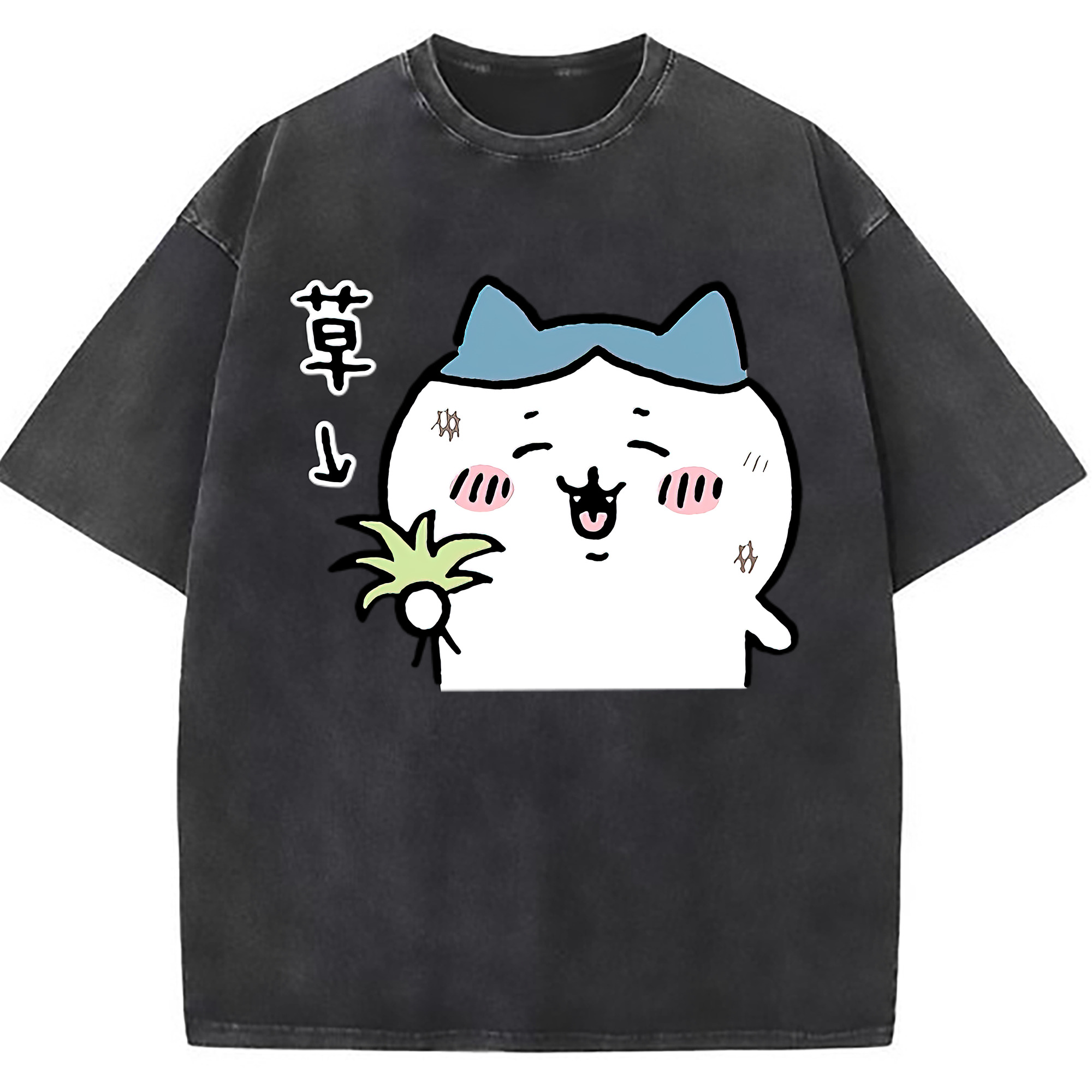 （画像用） ちいかわ ハチワレ Chii-kawa hachiware 綿100% ヴィンテージ風 半袖Tシャツ（フロントプリント）