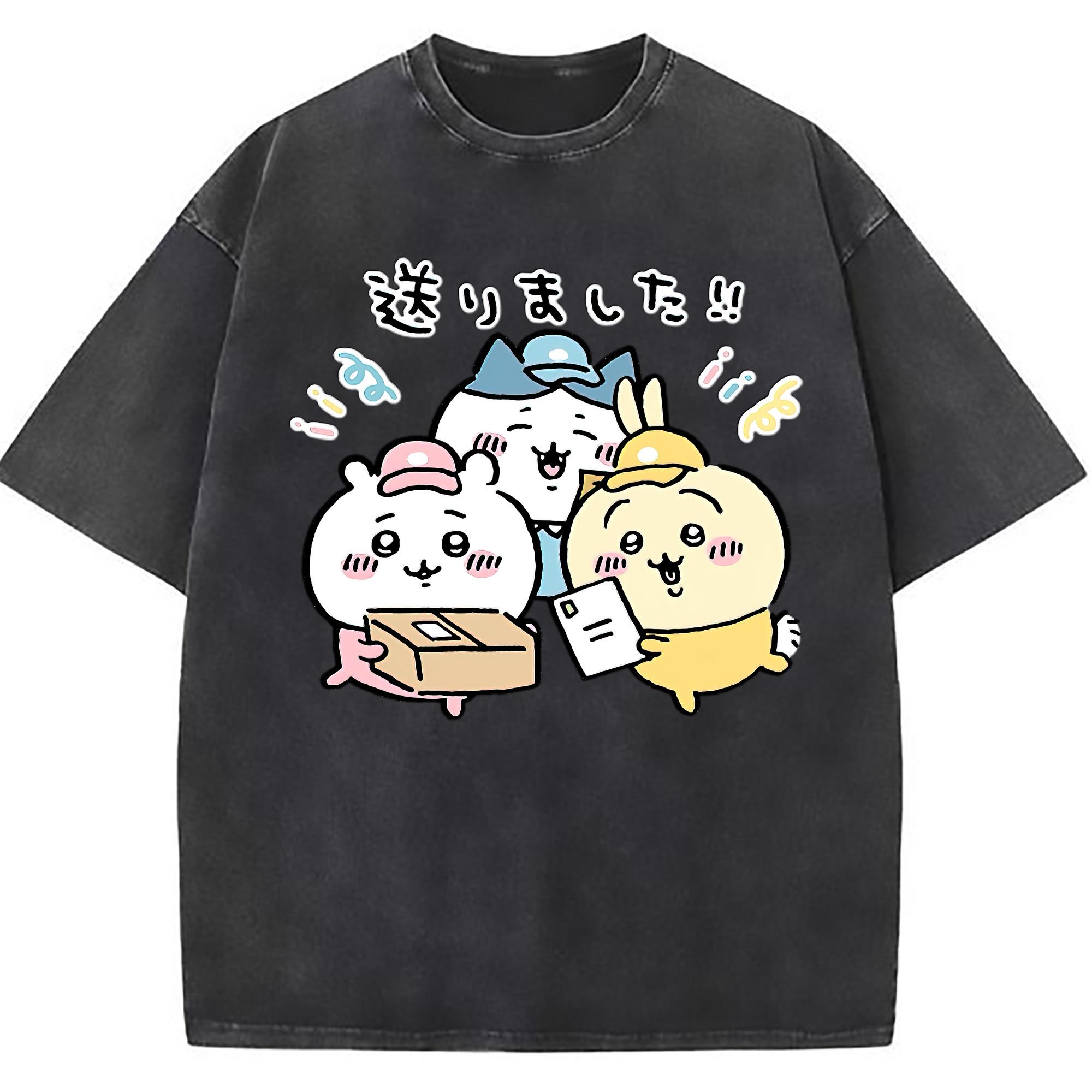 （画像用） ちいかわ ハチワレ Chii-kawa hachiware 綿100% ヴィンテージ風 半袖Tシャツ（フロントプリント）