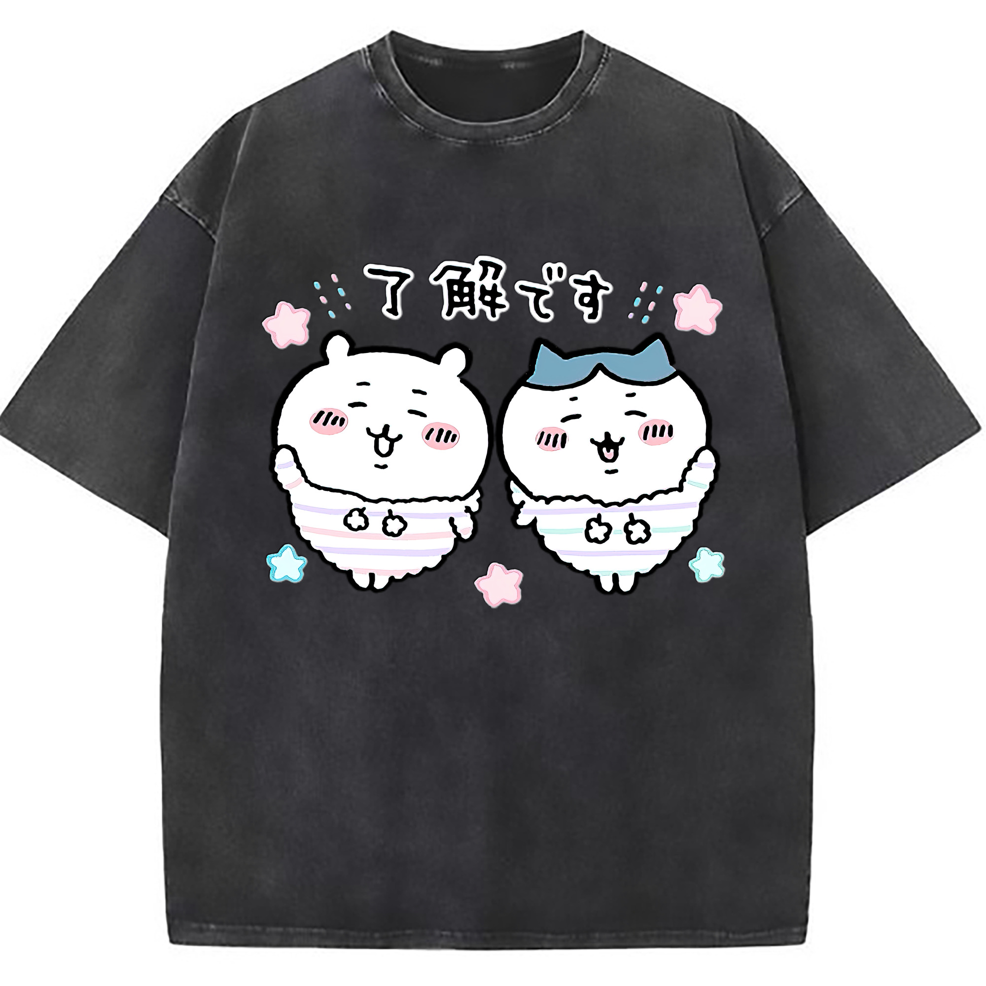 （画像用） ちいかわ ハチワレ Chii-kawa hachiware 綿100% ヴィンテージ風 半袖Tシャツ（フロントプリント）