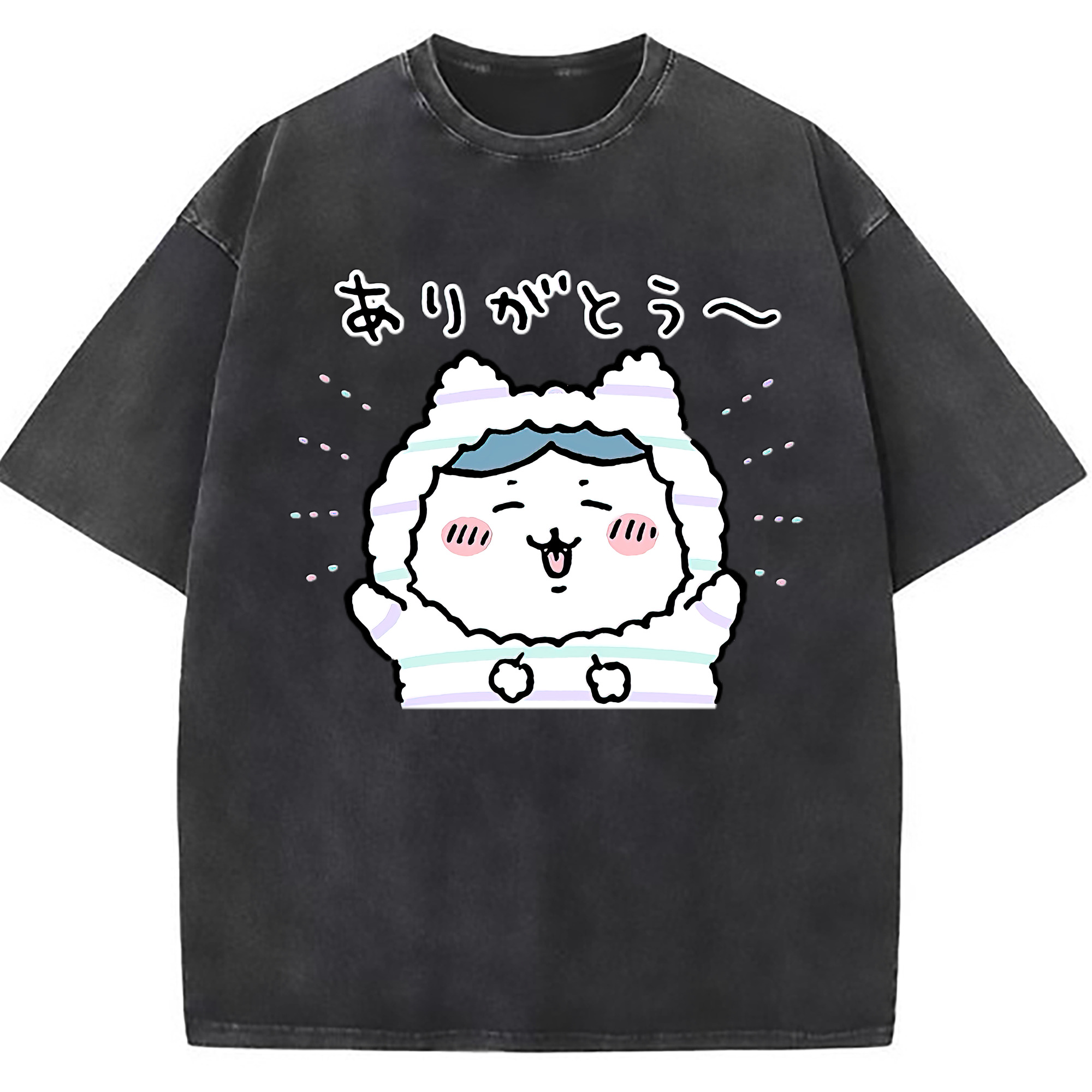 （画像用） ちいかわ ハチワレ Chii-kawa hachiware 綿100% ヴィンテージ風 半袖Tシャツ（フロントプリント）