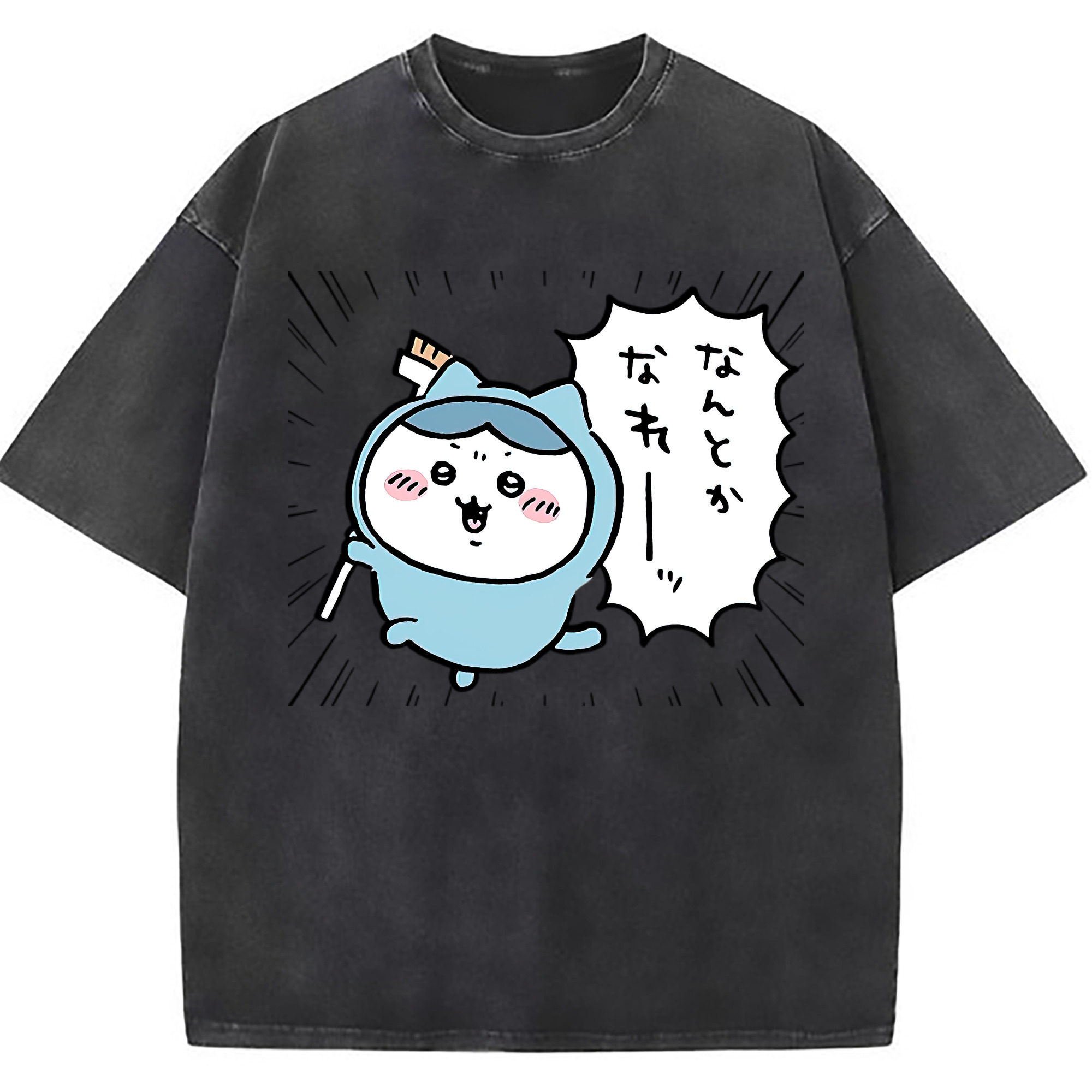 （画像用） ちいかわ ハチワレ Chii-kawa hachiware 綿100% ヴィンテージ風 半袖Tシャツ（フロントプリント）