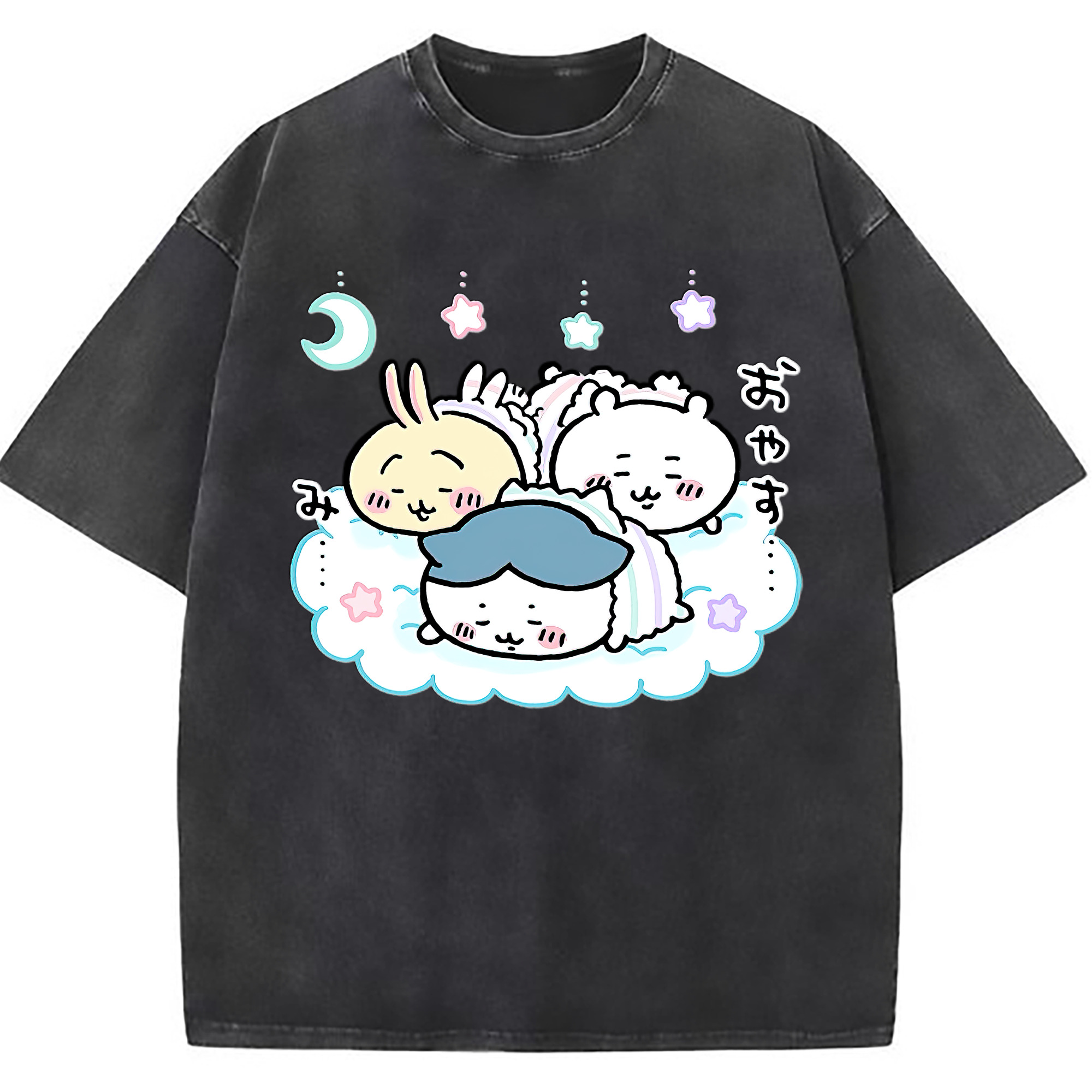 （画像用） ちいかわ ハチワレ Chii-kawa hachiware 綿100% ヴィンテージ風 半袖Tシャツ（フロントプリント）