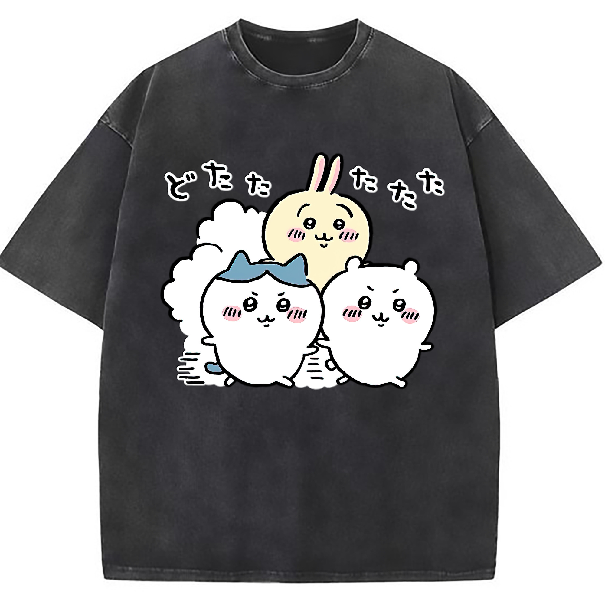 （画像用） ちいかわ ハチワレ Chii-kawa hachiware 綿100% ヴィンテージ風 半袖Tシャツ（フロントプリント）