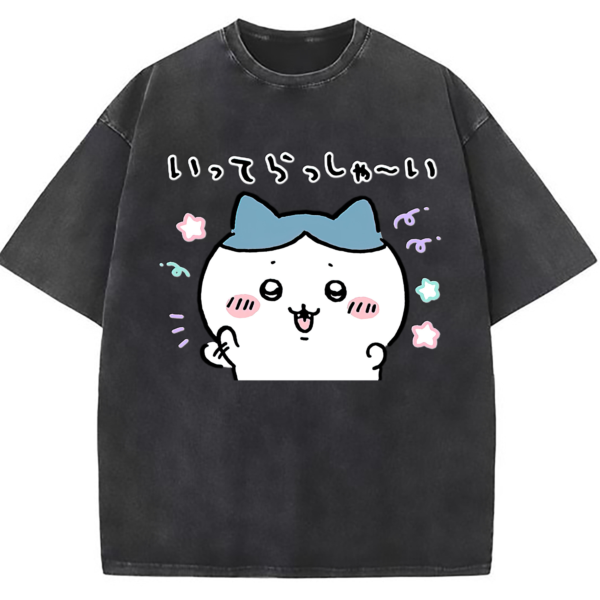 （画像用） ちいかわ ハチワレ Chii-kawa hachiware 綿100% ヴィンテージ風 半袖Tシャツ（フロントプリント）