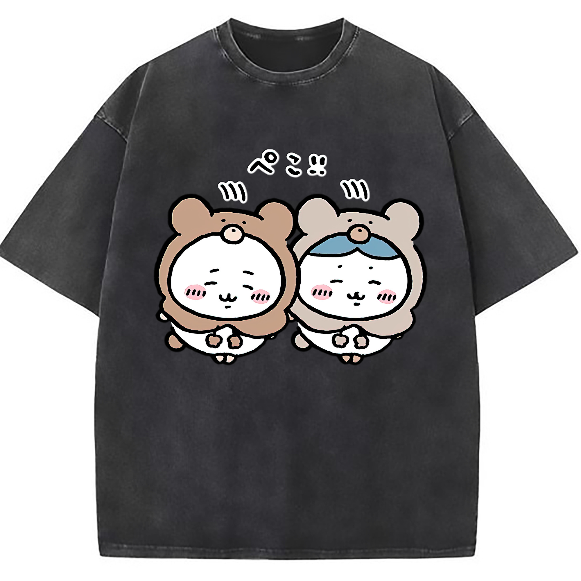 （画像用） ちいかわ ハチワレ Chii-kawa hachiware 綿100% ヴィンテージ風 半袖Tシャツ（フロントプリント）