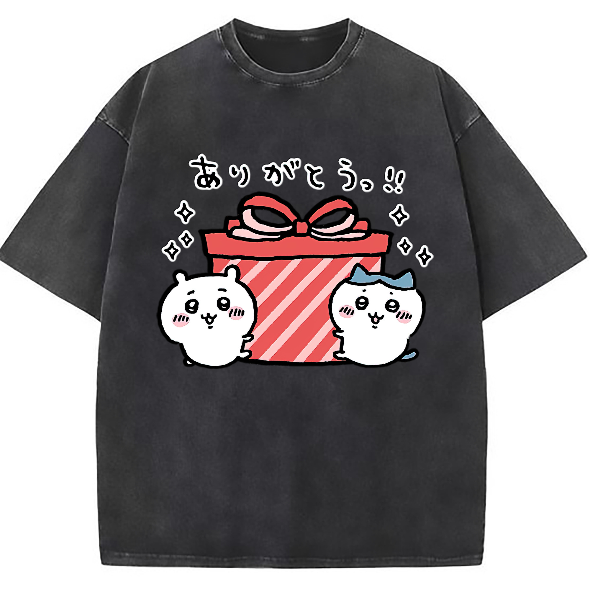 （画像用） ちいかわ ハチワレ Chii-kawa hachiware 綿100% ヴィンテージ風 半袖Tシャツ（フロントプリント）