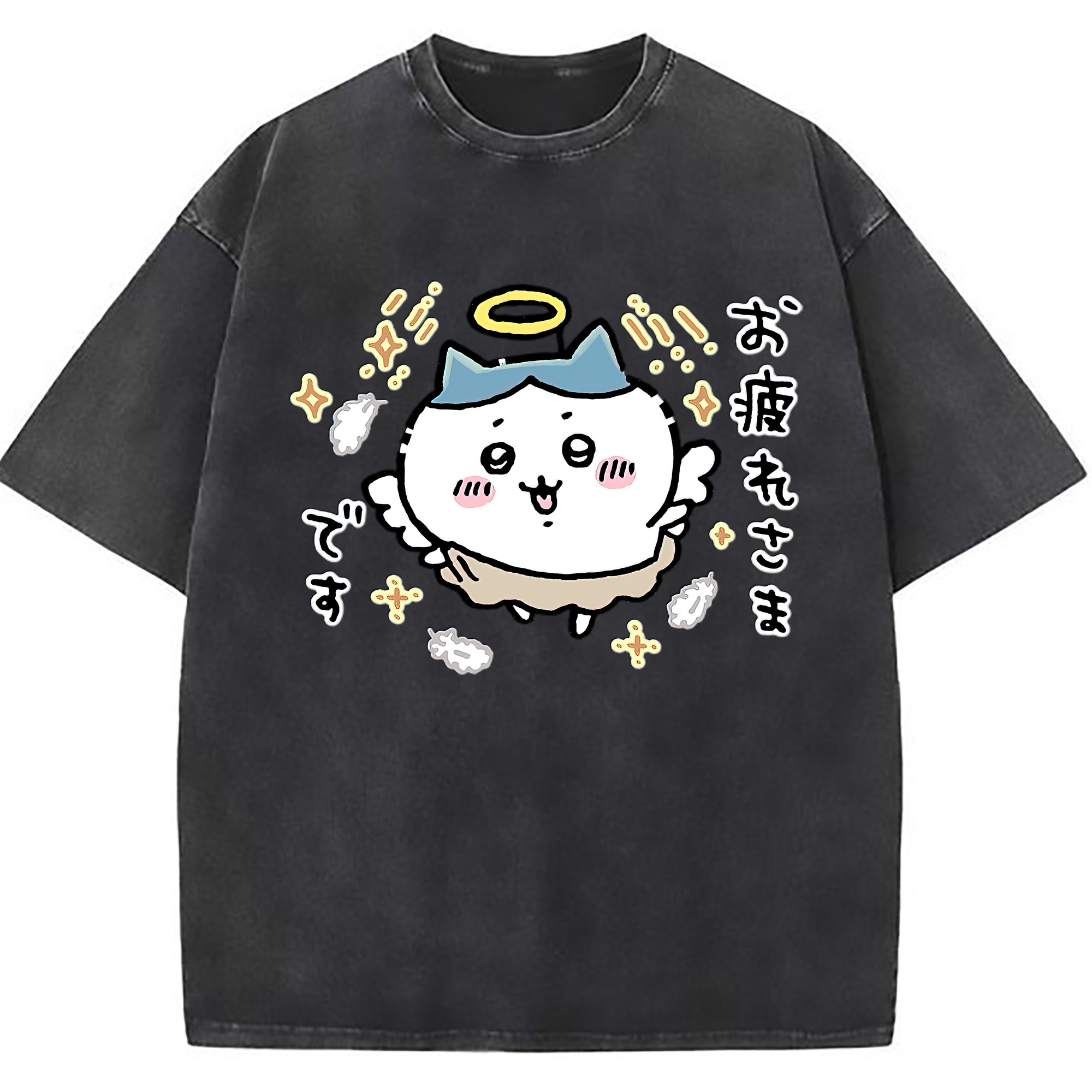 （画像用） ちいかわ ハチワレ Chii-kawa hachiware 綿100% ヴィンテージ風 半袖Tシャツ（フロントプリント）