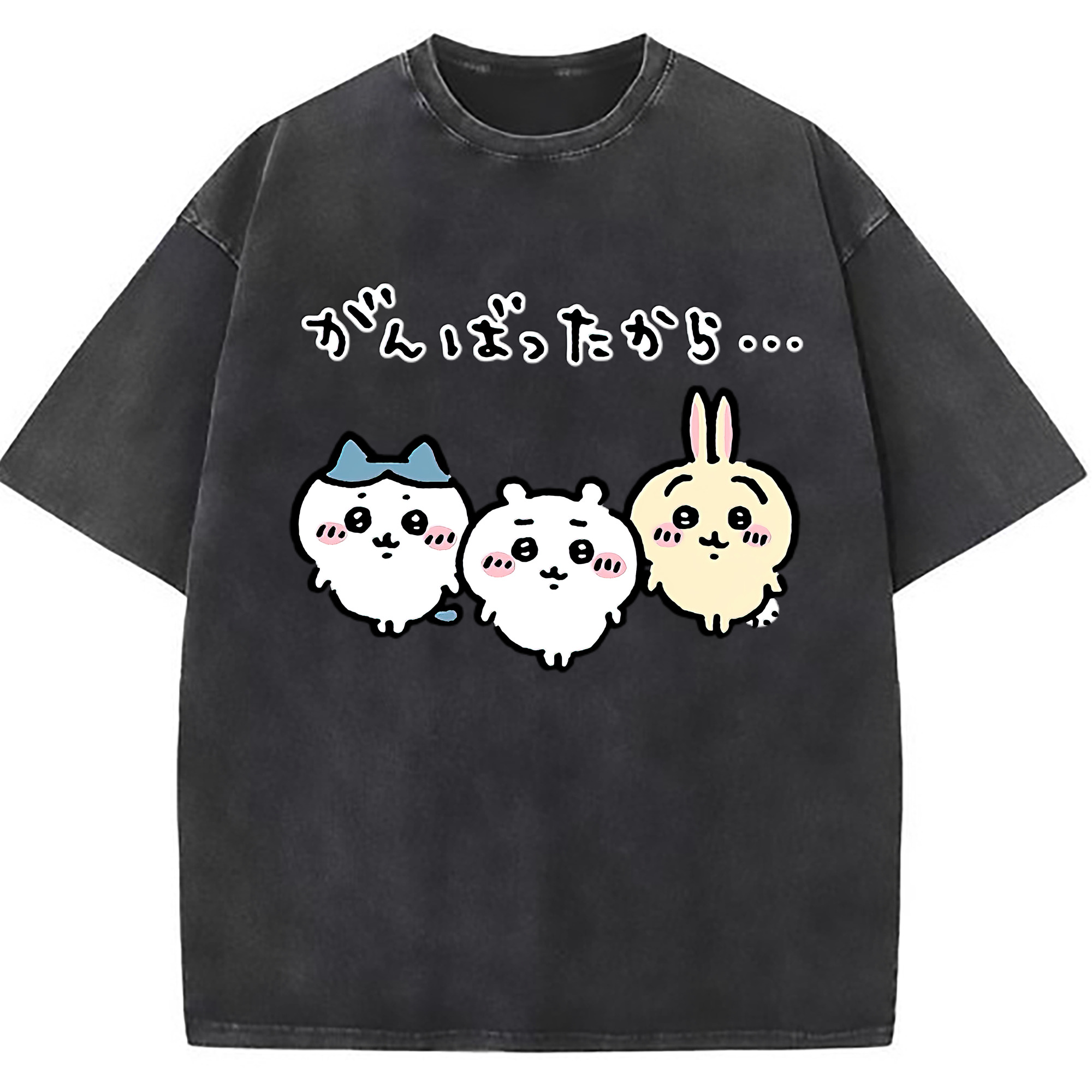 （画像用） ちいかわ ハチワレ Chii-kawa hachiware 綿100% ヴィンテージ風 半袖Tシャツ（フロントプリント）