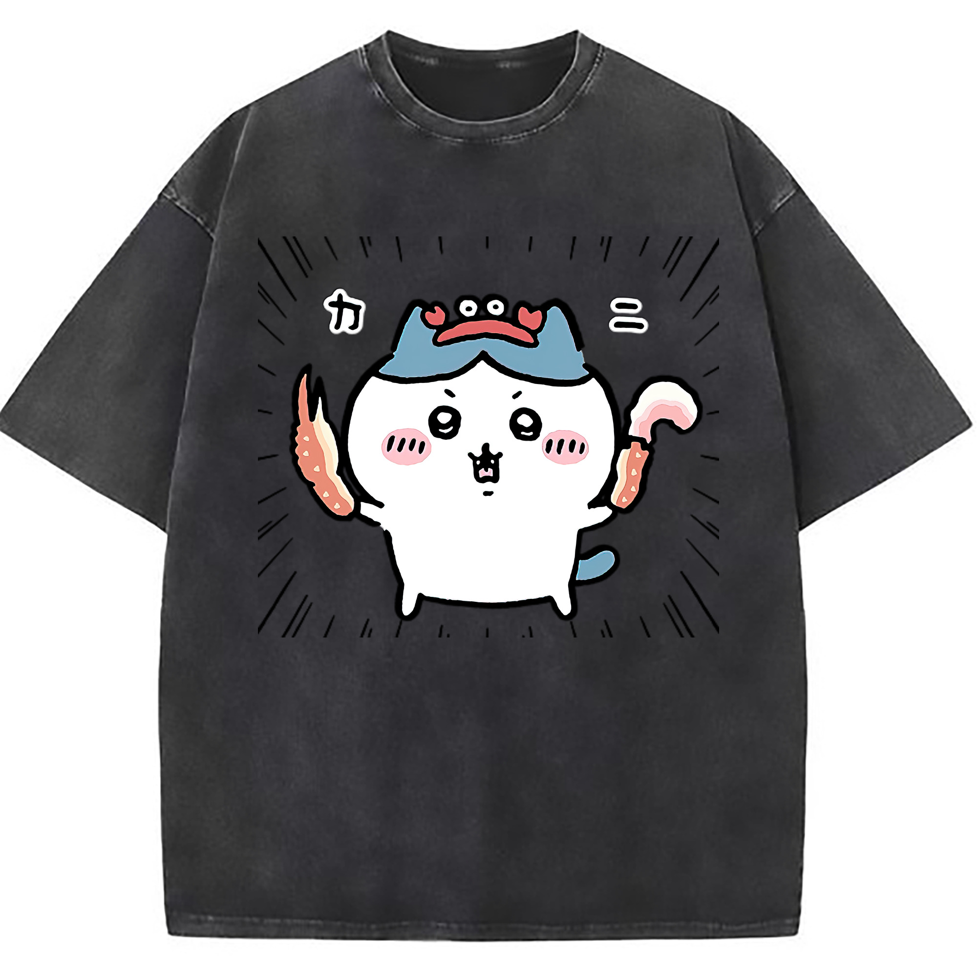 （画像用） ちいかわ ハチワレ Chii-kawa hachiware 綿100% ヴィンテージ風 半袖Tシャツ（フロントプリント）