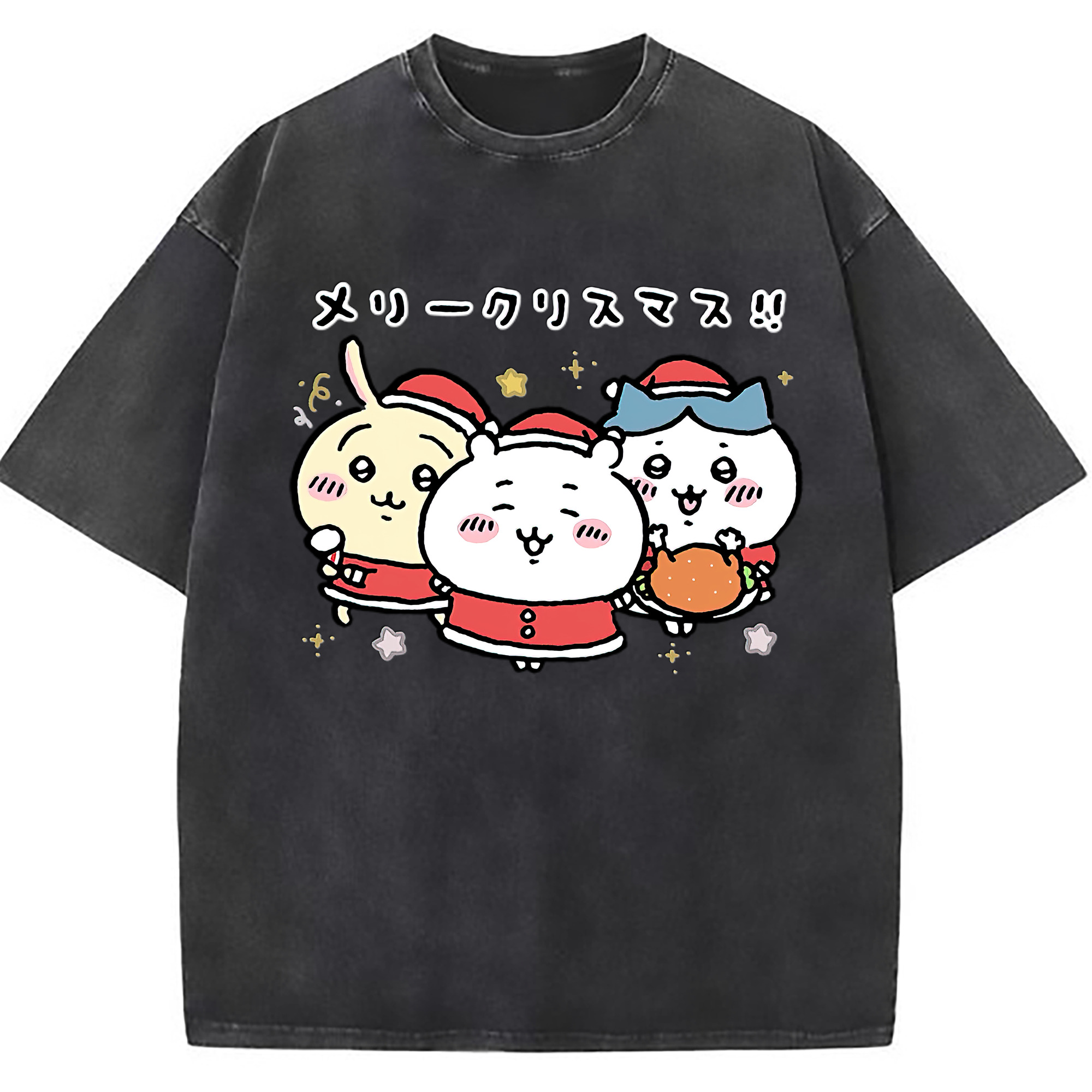 （画像用） ちいかわ ハチワレ Chii-kawa hachiware 綿100% ヴィンテージ風 半袖Tシャツ（フロントプリント）