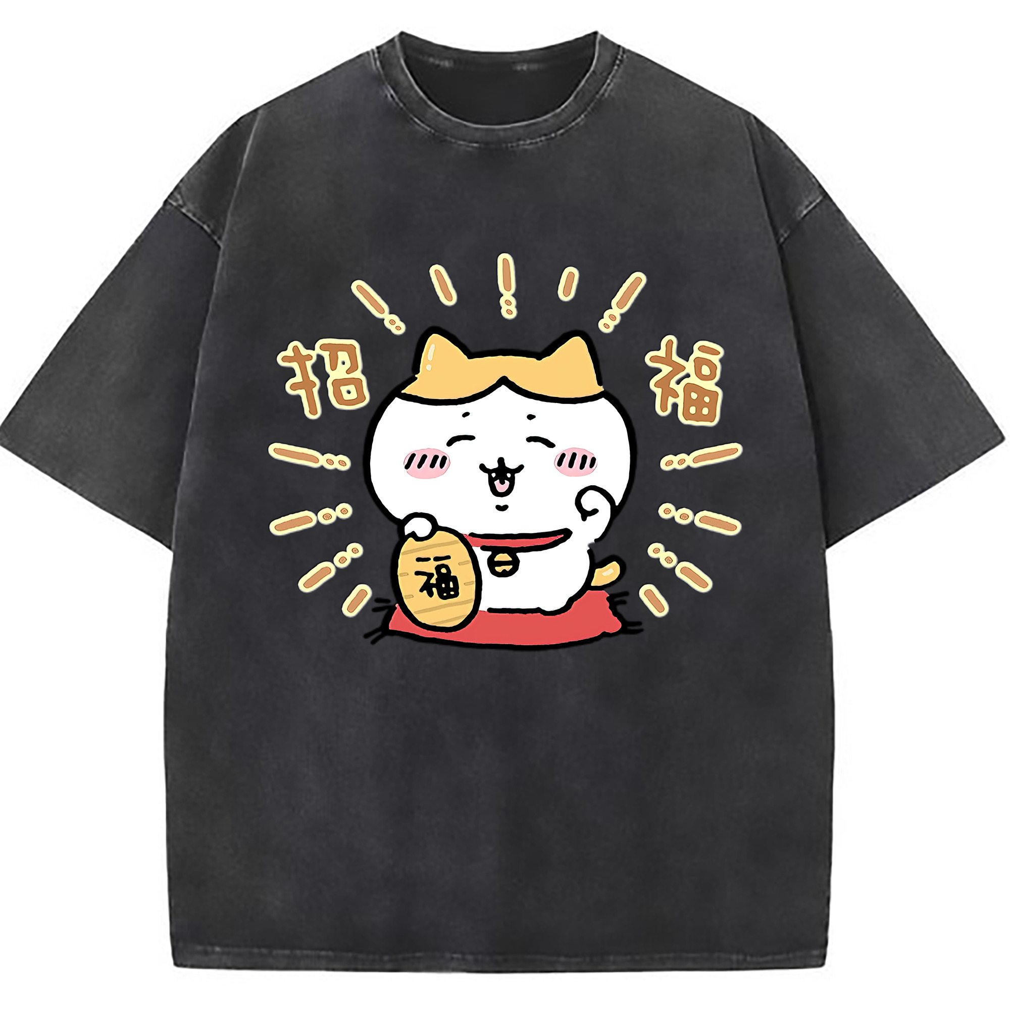 （画像用） ちいかわ ハチワレ Chii-kawa hachiware 綿100% ヴィンテージ風 半袖Tシャツ（フロントプリント）