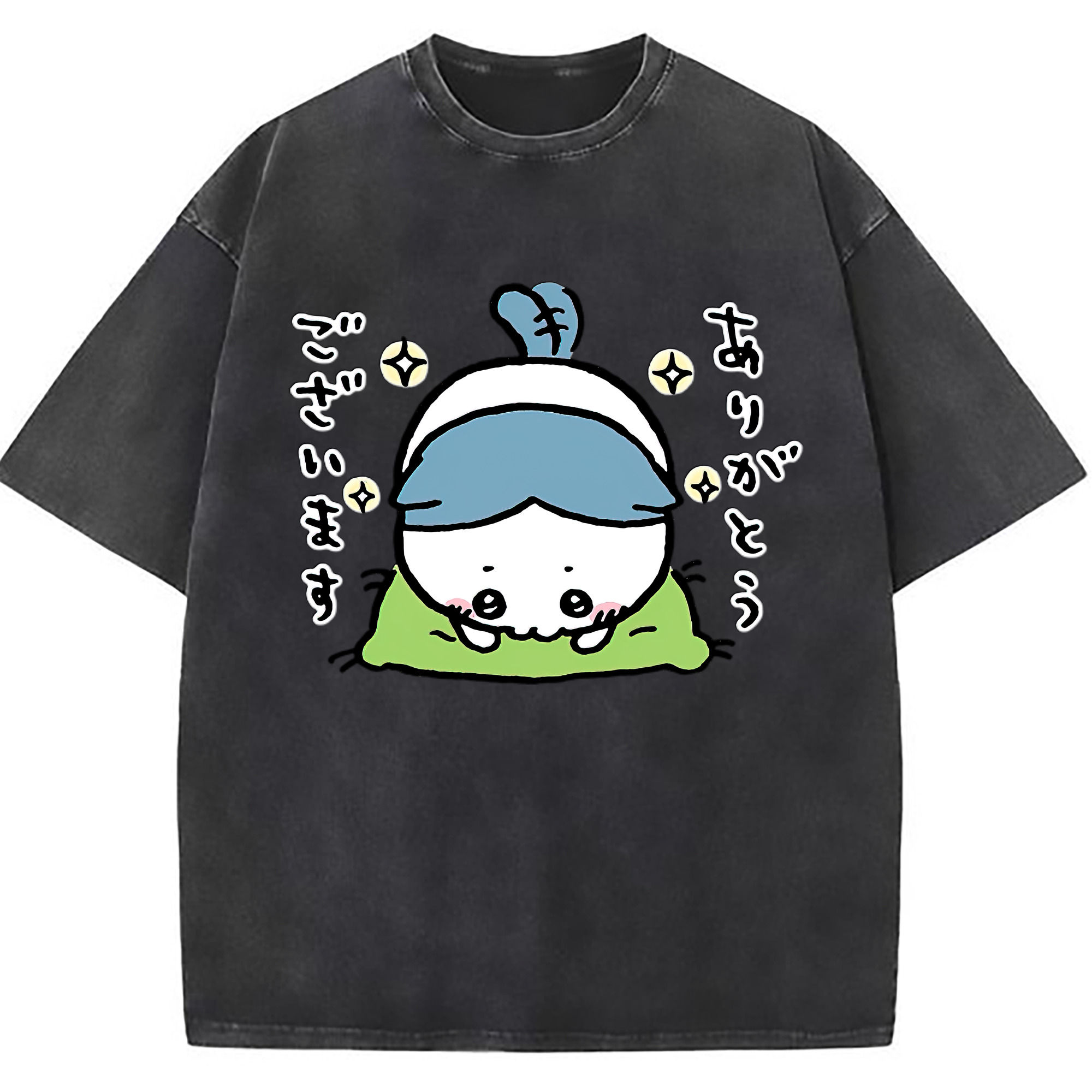 （画像用） ちいかわ ハチワレ Chii-kawa hachiware 綿100% ヴィンテージ風 半袖Tシャツ（フロントプリント）