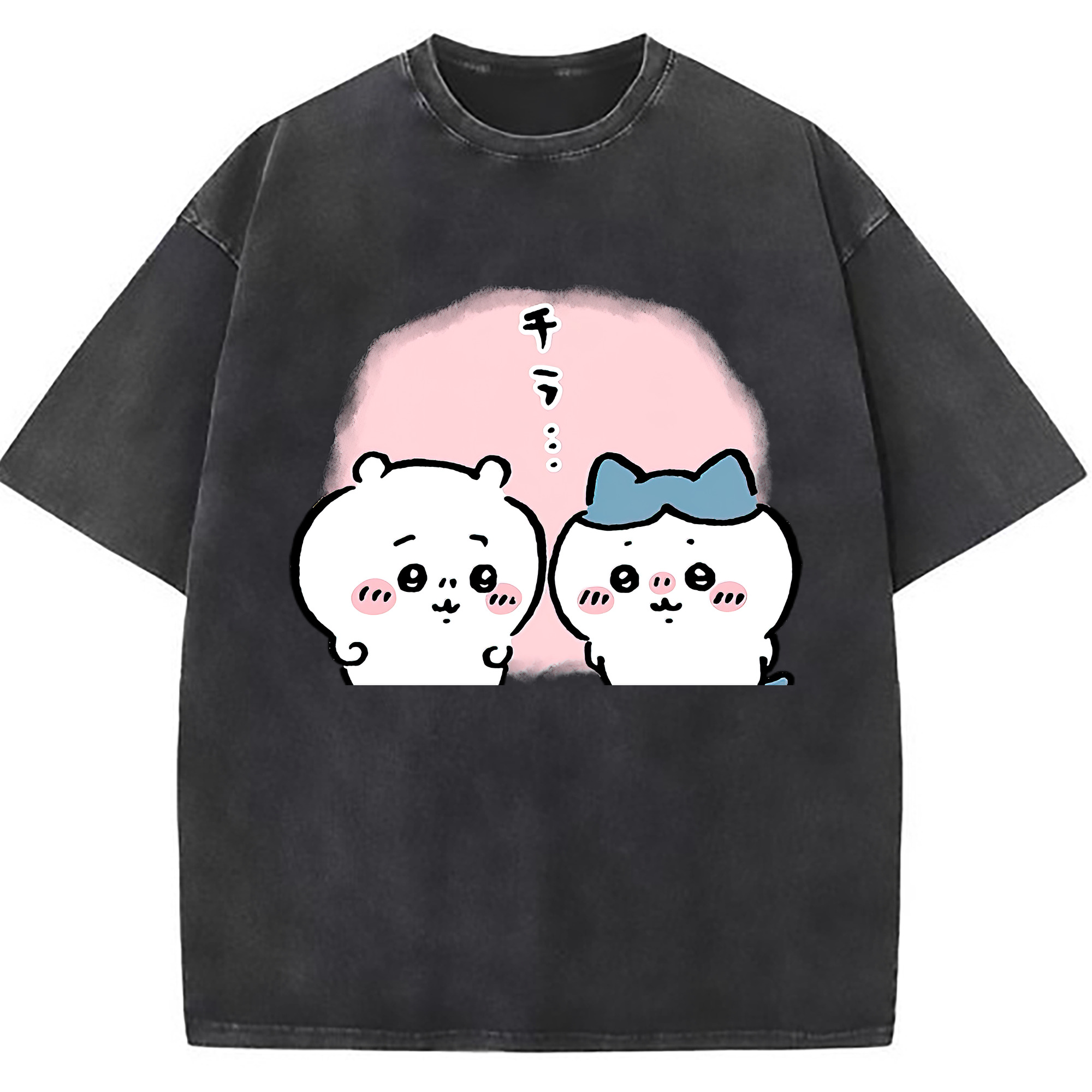 （画像用） ちいかわ ハチワレ Chii-kawa hachiware 綿100% ヴィンテージ風 半袖Tシャツ（フロントプリント）