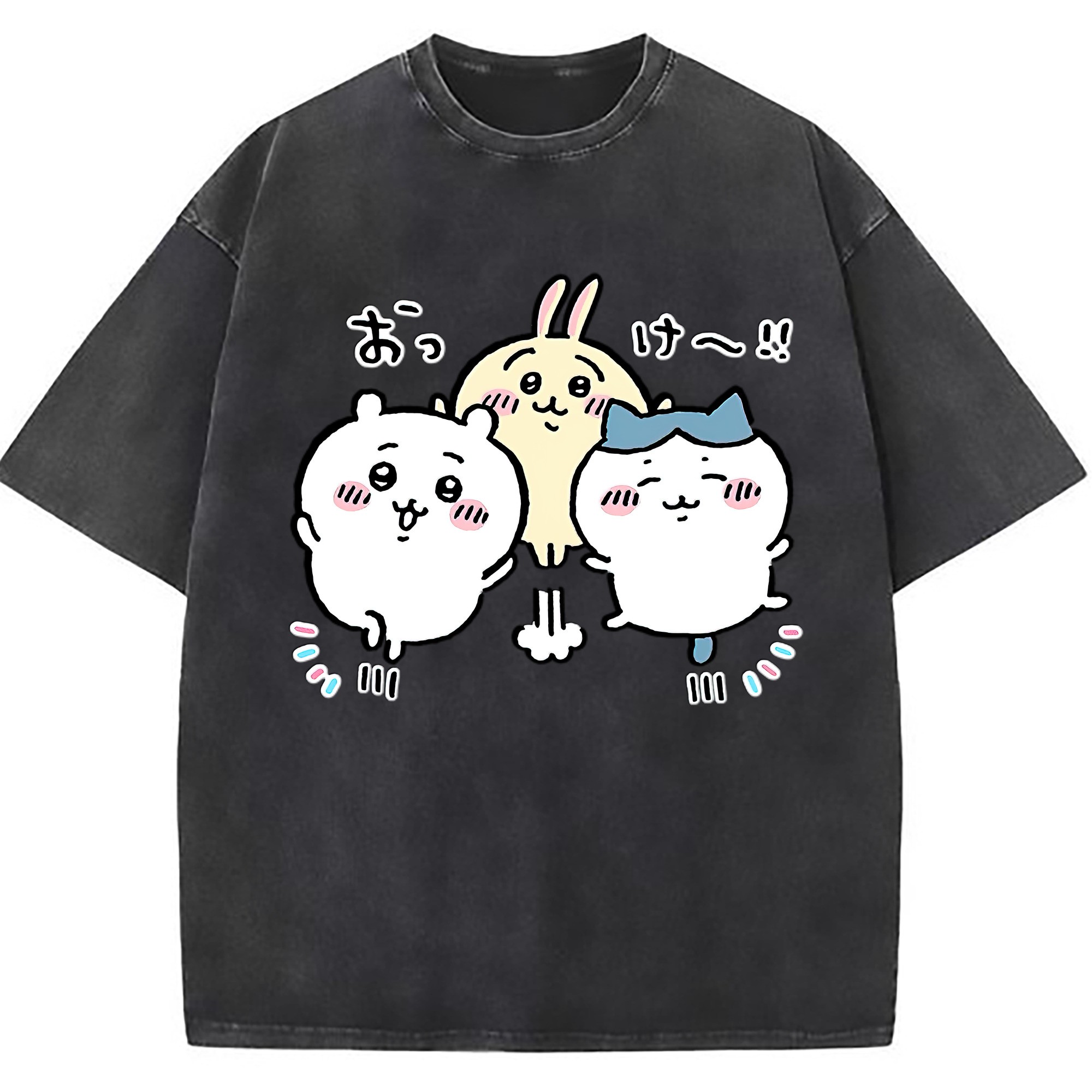 （画像用） ちいかわ ちいかわ Chii-kawa chiikawa 綿100% ヴィンテージ風 半袖Tシャツ（フロントプリント）