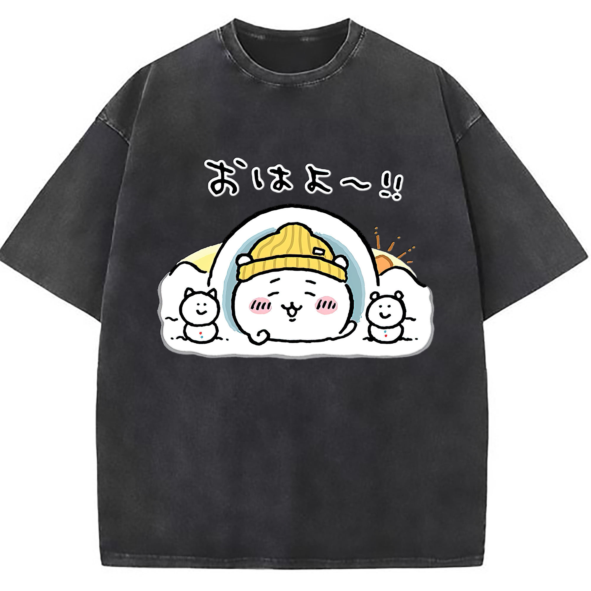 （画像用） ちいかわ ちいかわ Chii-kawa chiikawa 綿100% ヴィンテージ風 半袖Tシャツ（フロントプリント）