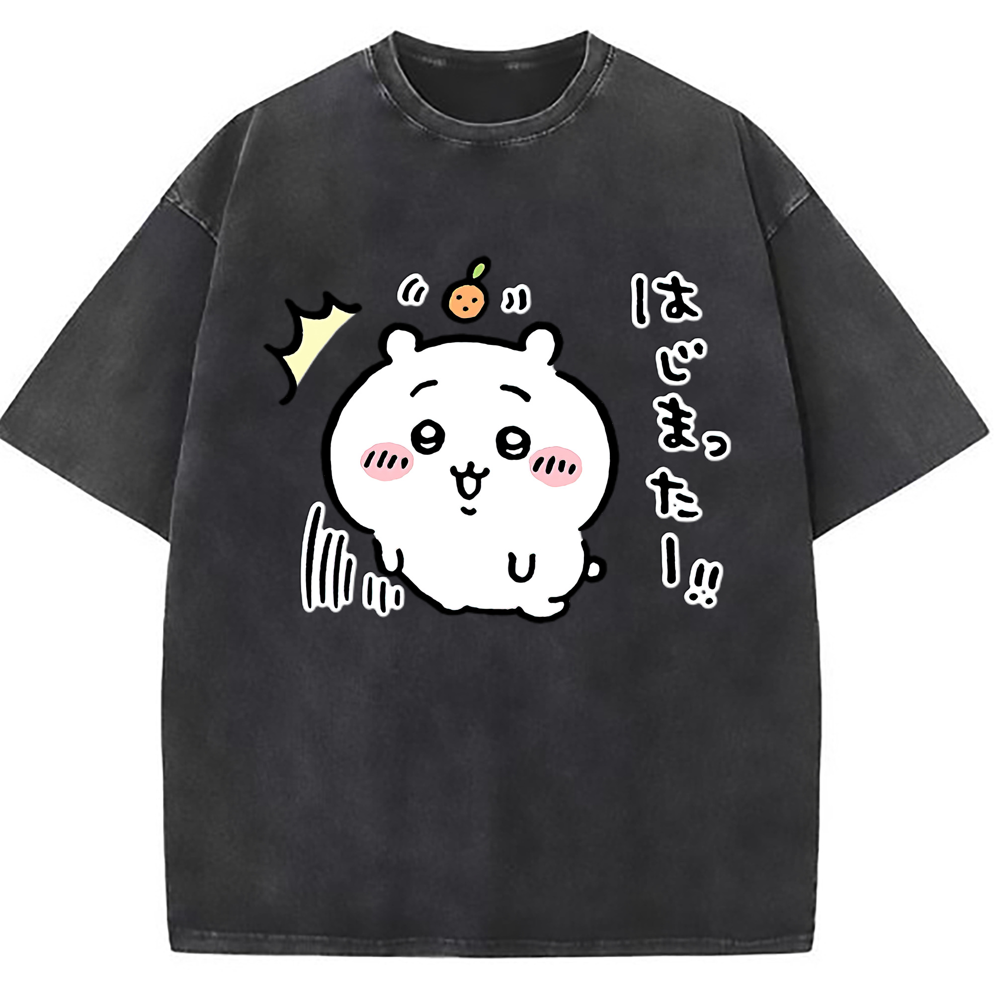 （画像用） ちいかわ ちいかわ Chii-kawa chiikawa 綿100% ヴィンテージ風 半袖Tシャツ（フロントプリント）