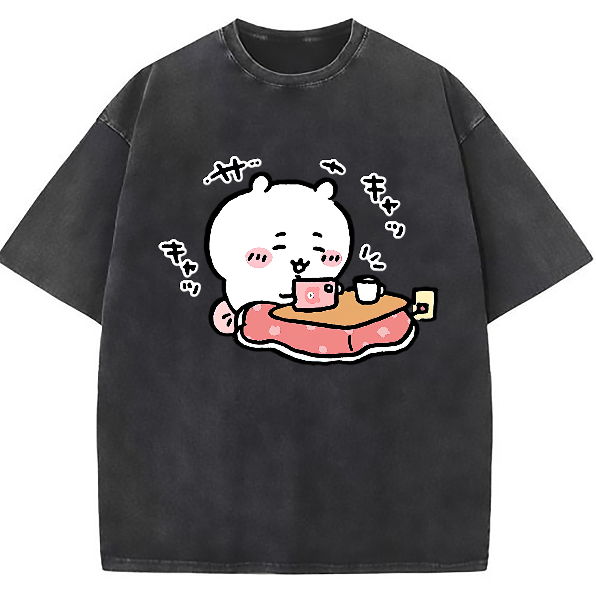 （画像用） ちいかわ ちいかわ Chii-kawa chiikawa 綿100% ヴィンテージ風 半袖Tシャツ（フロントプリント）