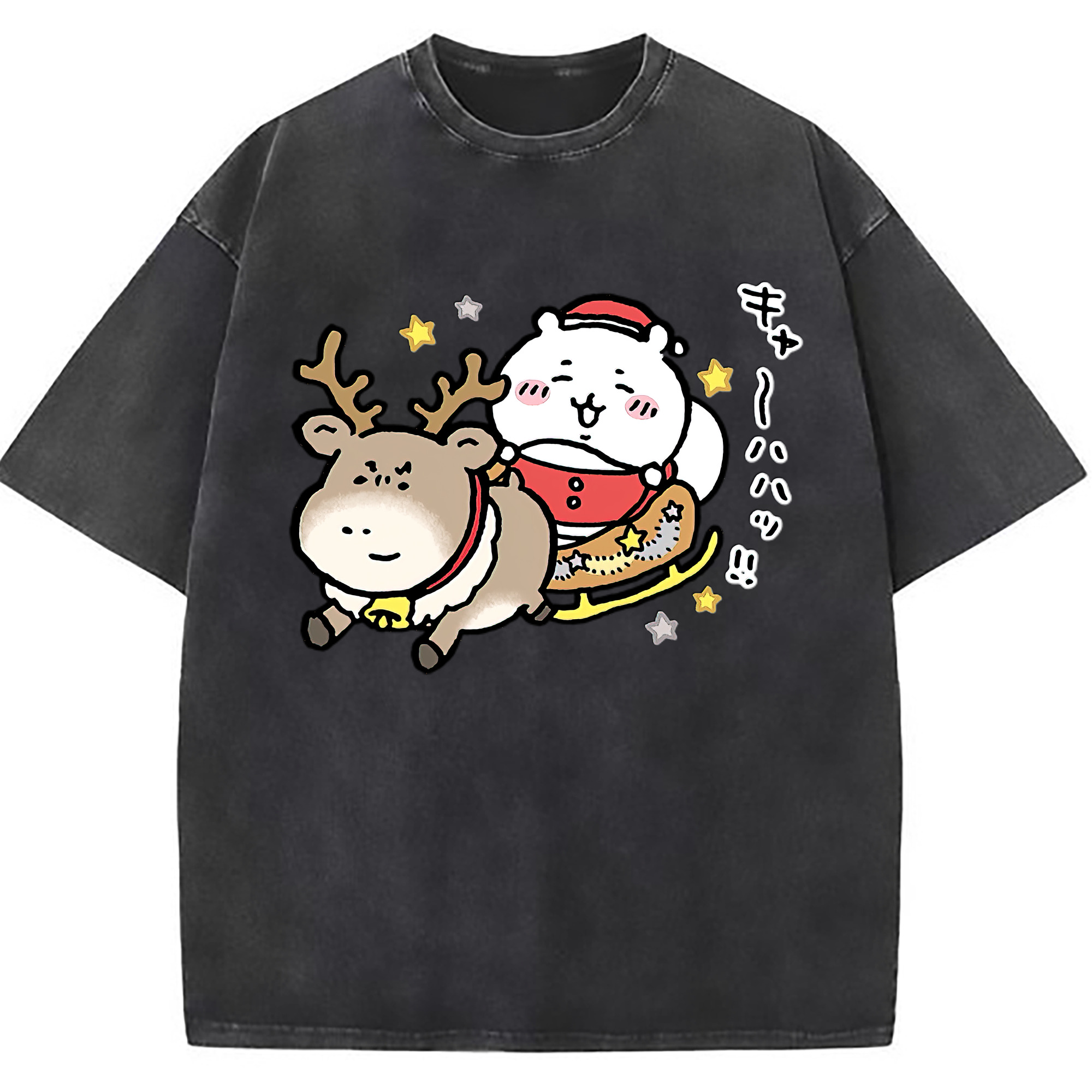 （画像用） ちいかわ ちいかわ Chii-kawa chiikawa 綿100% ヴィンテージ風 半袖Tシャツ（フロントプリント）