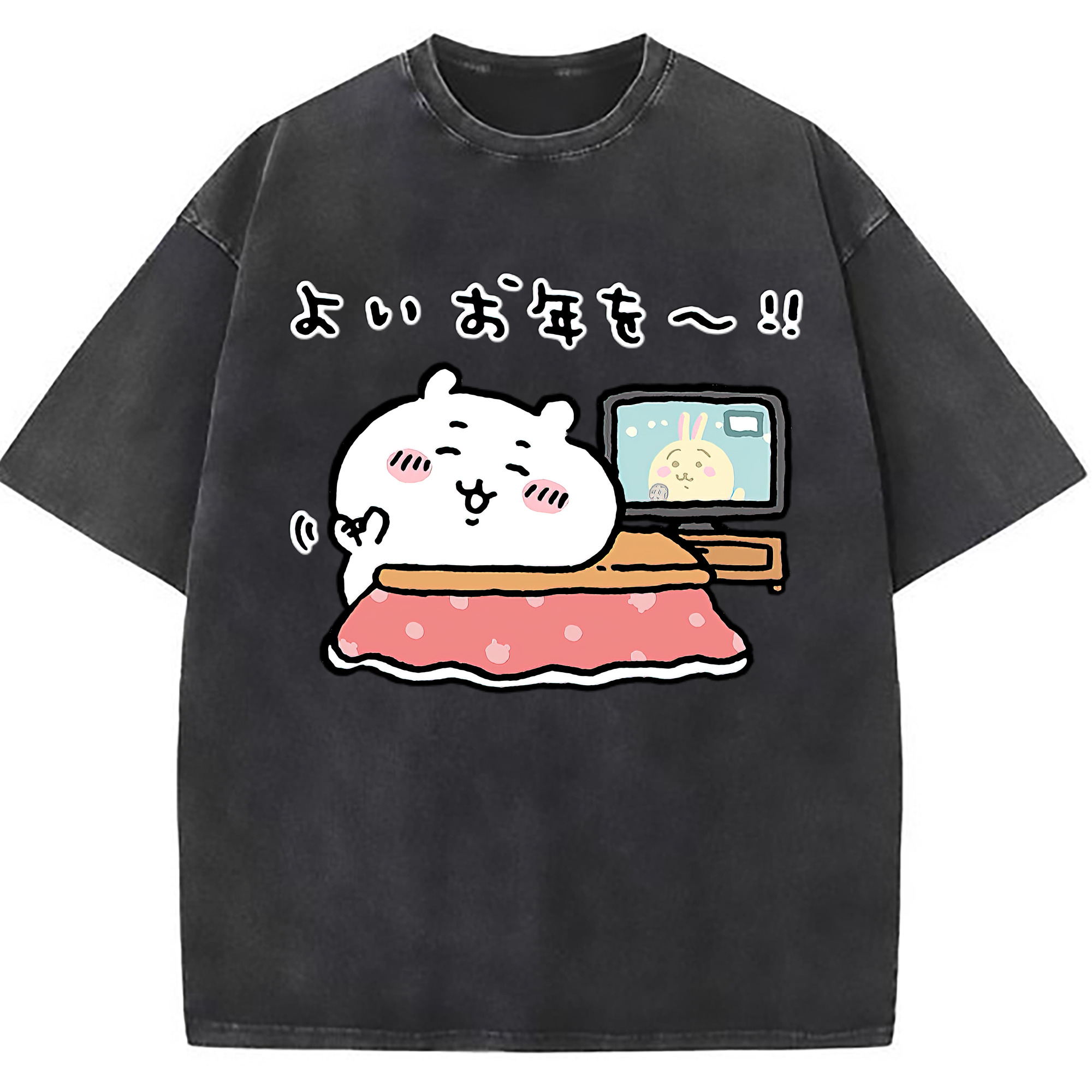 （画像用） ちいかわ ちいかわ Chii-kawa chiikawa 綿100% ヴィンテージ風 半袖Tシャツ（フロントプリント）