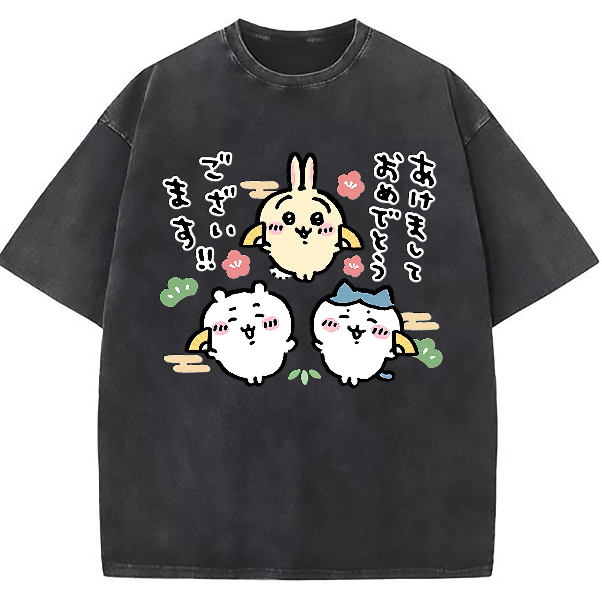 （画像用） ちいかわ ちいかわ Chii-kawa chiikawa 綿100% ヴィンテージ風 半袖Tシャツ（フロントプリント）