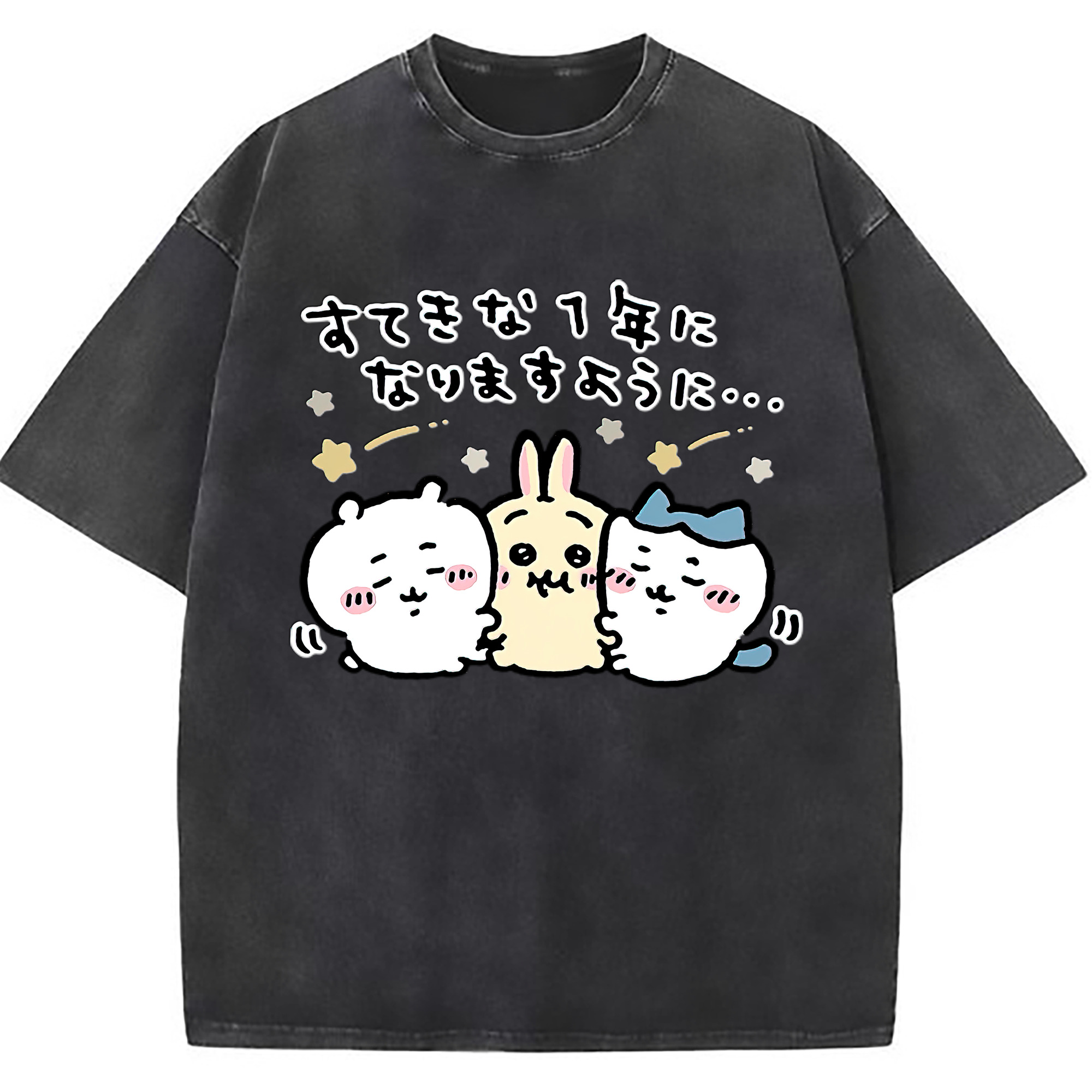 （画像用） ちいかわ ちいかわ Chii-kawa chiikawa 綿100% ヴィンテージ風 半袖Tシャツ（フロントプリント）