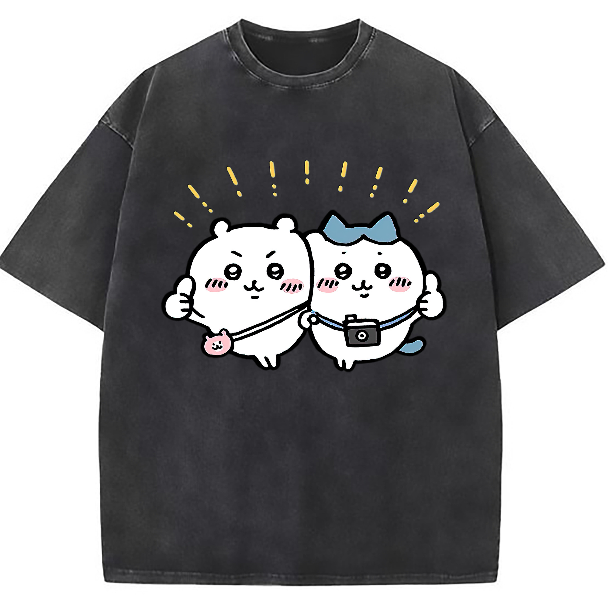 （画像用） ちいかわ ちいかわ Chii-kawa chiikawa 綿100% ヴィンテージ風 半袖Tシャツ（フロントプリント）