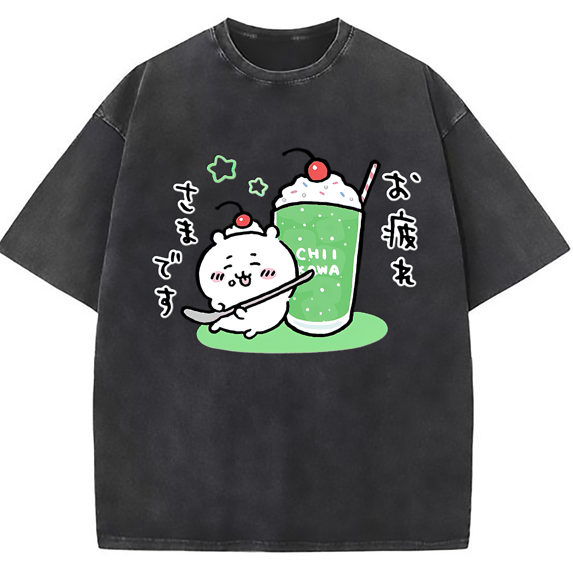 （画像用） ちいかわ ちいかわ Chii-kawa chiikawa 綿100% ヴィンテージ風 半袖Tシャツ（フロントプリント）