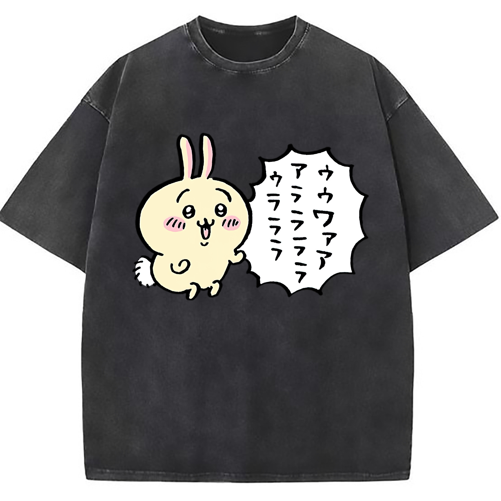（画像用） ちいかわ うさぎ Chii-kawa usagi 綿100% ヴィンテージ風 半袖Tシャツ（フロントプリント）