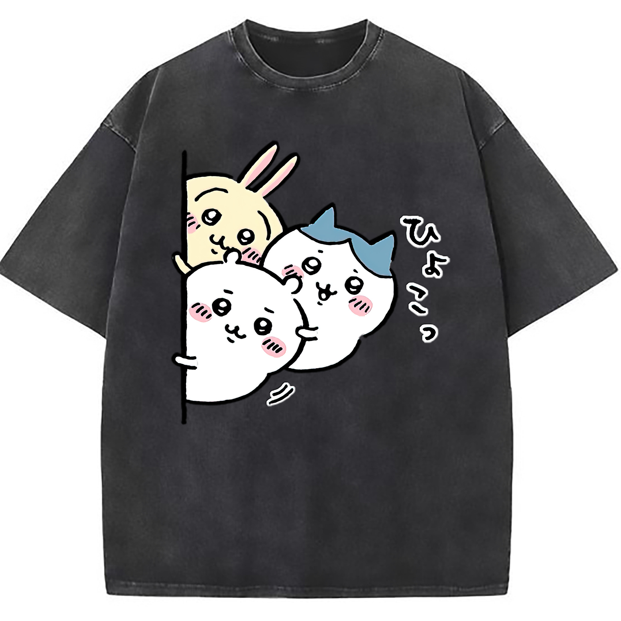 （画像用） ちいかわ うさぎ Chii-kawa usagi 綿100% ヴィンテージ風 半袖Tシャツ（フロントプリント）