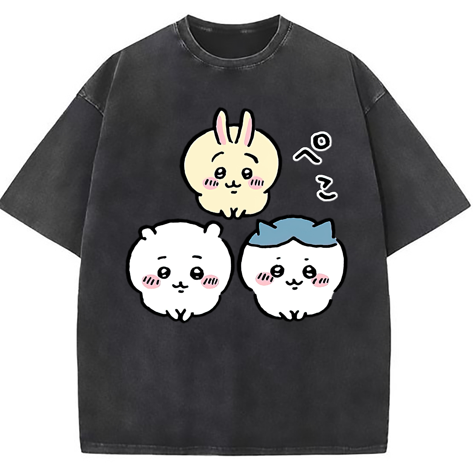 （画像用） ちいかわ うさぎ Chii-kawa usagi 綿100% ヴィンテージ風 半袖Tシャツ（フロントプリント）