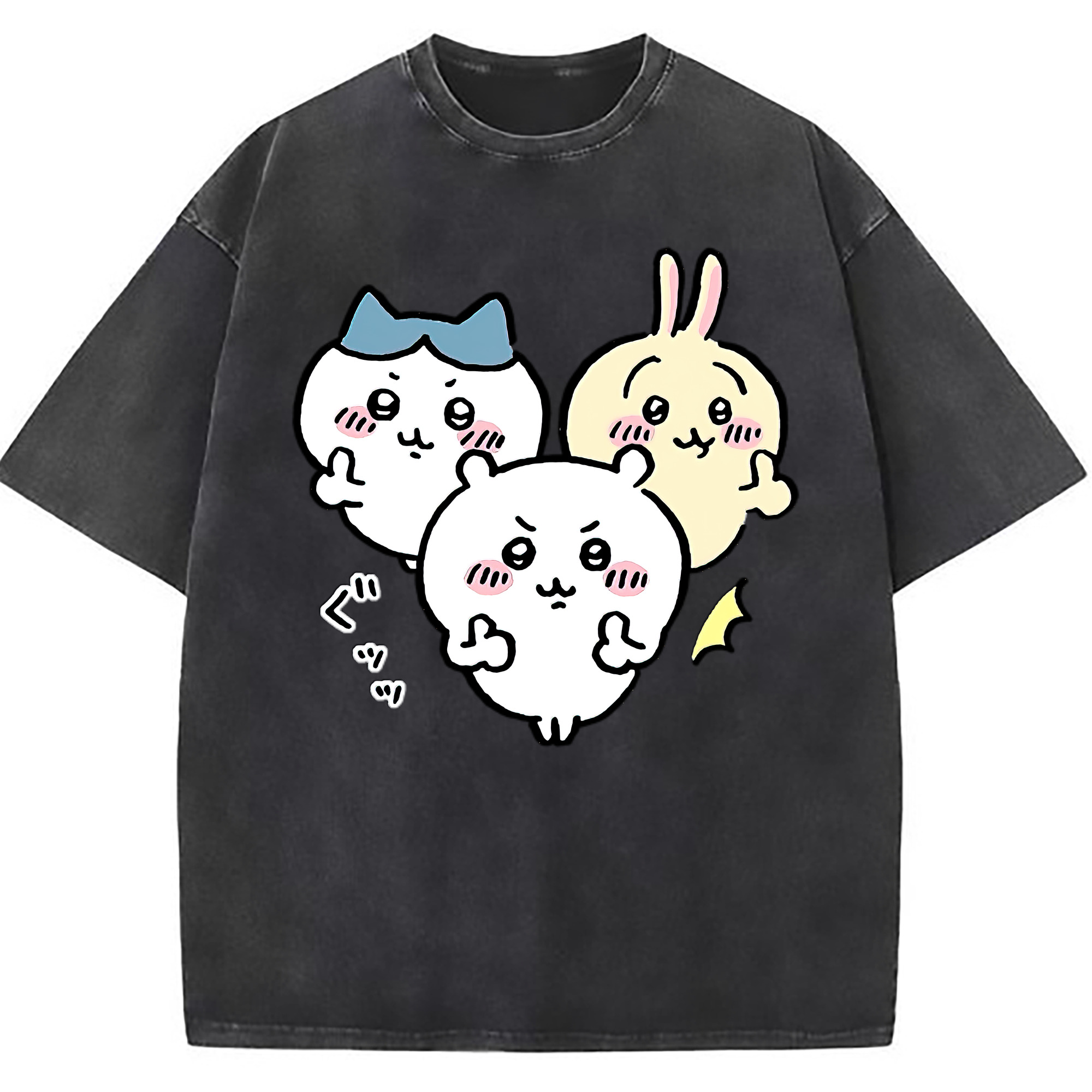 （画像用） ちいかわ うさぎ Chii-kawa usagi 綿100% ヴィンテージ風 半袖Tシャツ（フロントプリント）