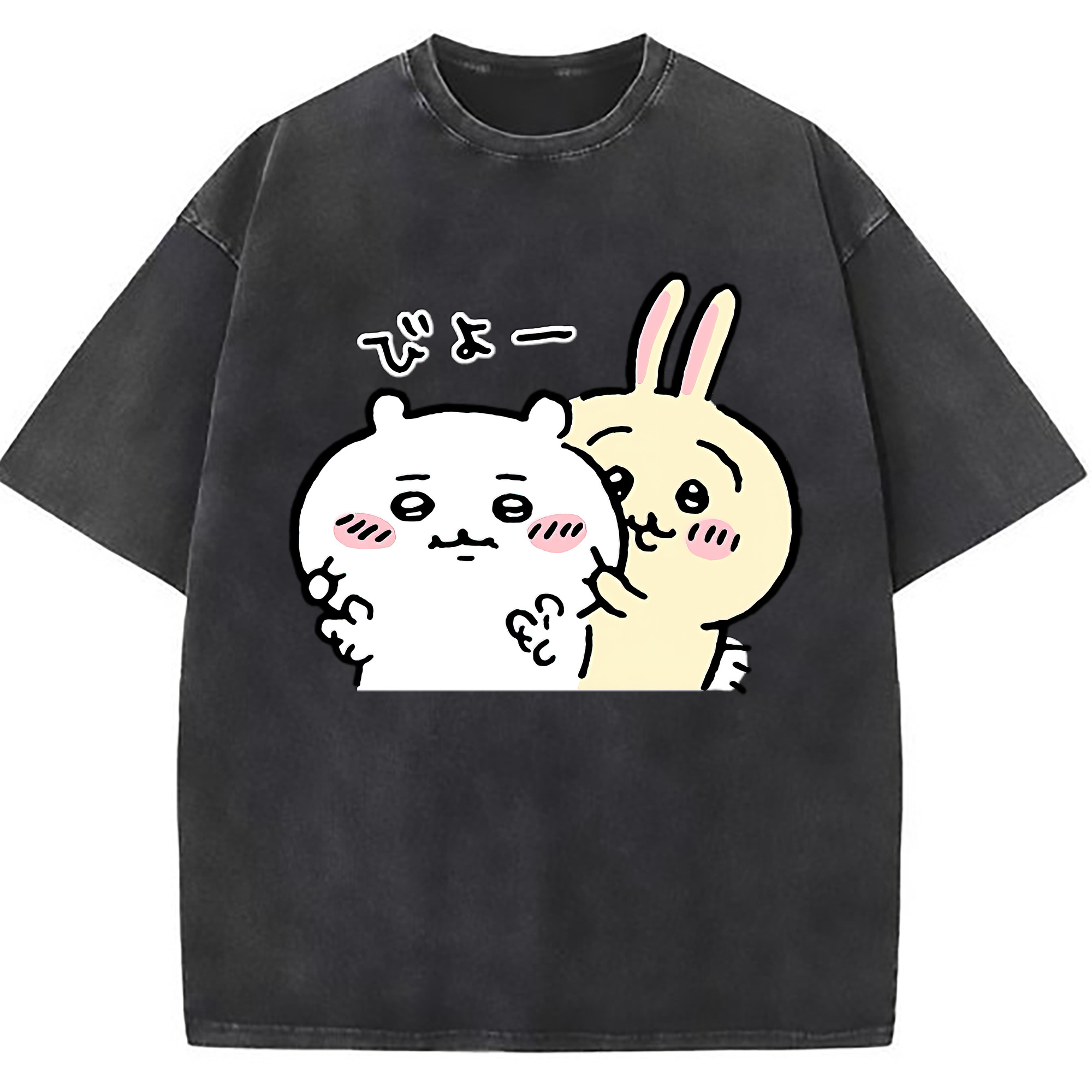 （画像用） ちいかわ うさぎ Chii-kawa usagi 綿100% ヴィンテージ風 半袖Tシャツ（フロントプリント）