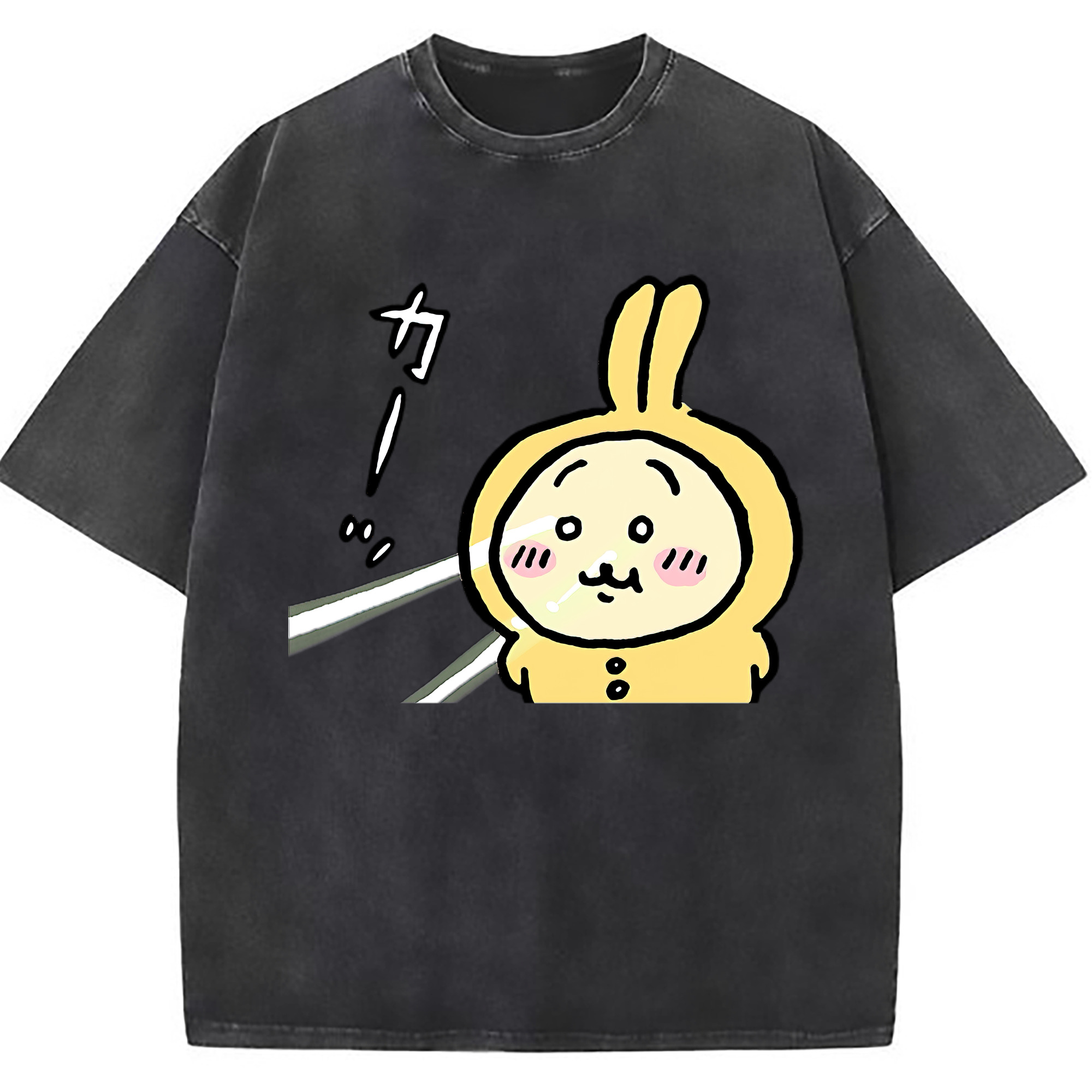 （画像用） ちいかわ うさぎ Chii-kawa usagi 綿100% ヴィンテージ風 半袖Tシャツ（フロントプリント）