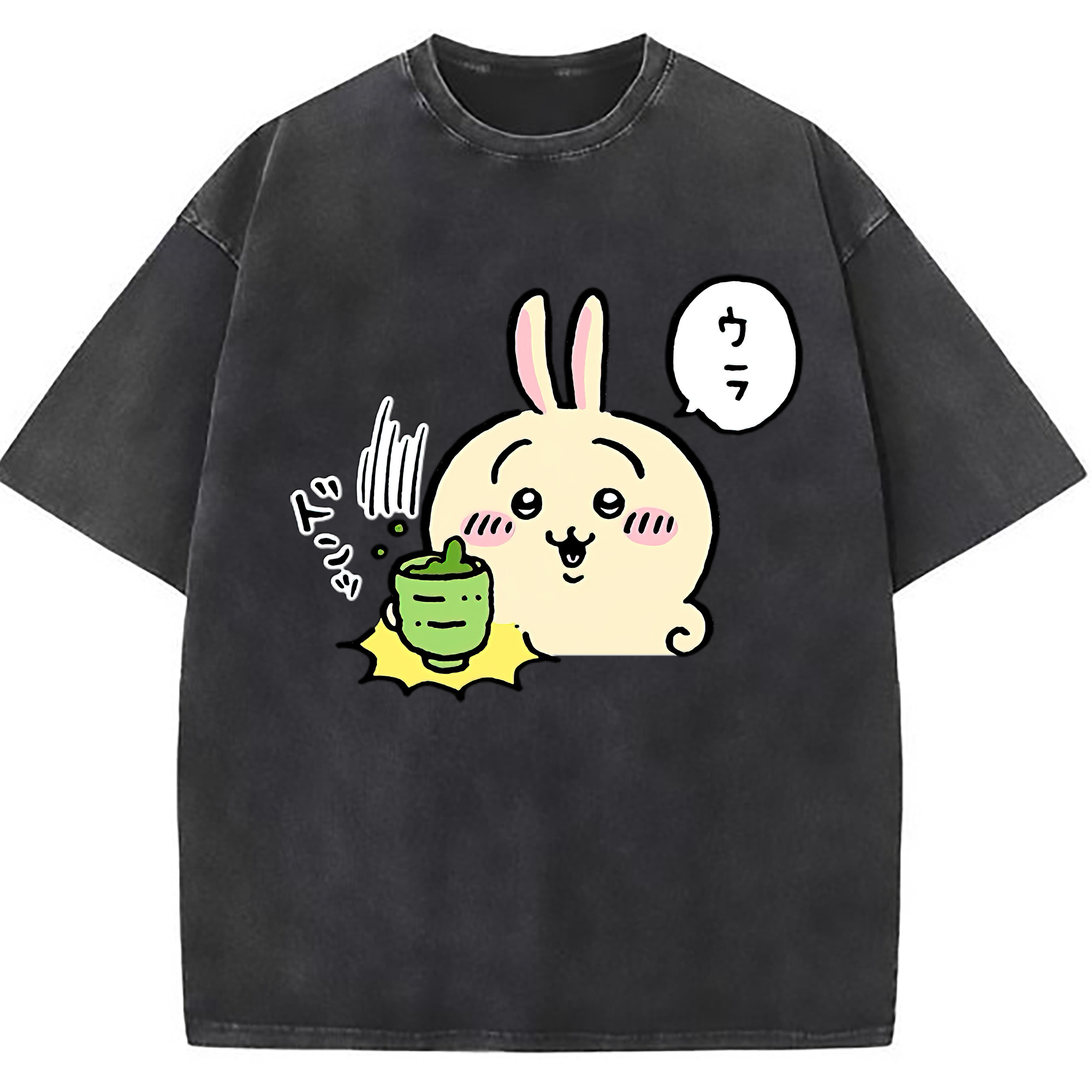 （画像用） ちいかわ うさぎ Chii-kawa usagi 綿100% ヴィンテージ風 半袖Tシャツ（フロントプリント）