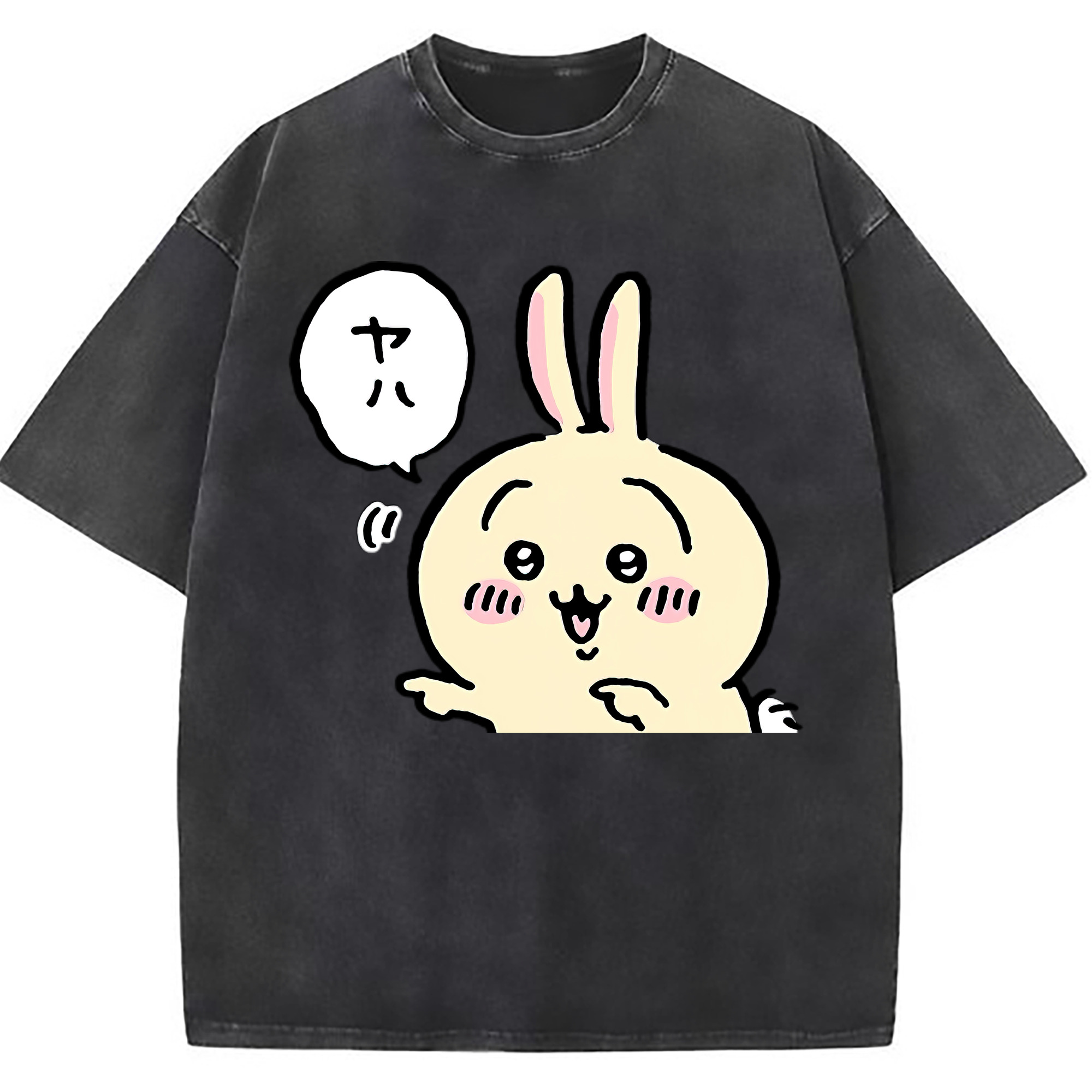 （画像用） ちいかわ うさぎ Chii-kawa usagi 綿100% ヴィンテージ風 半袖Tシャツ（フロントプリント）