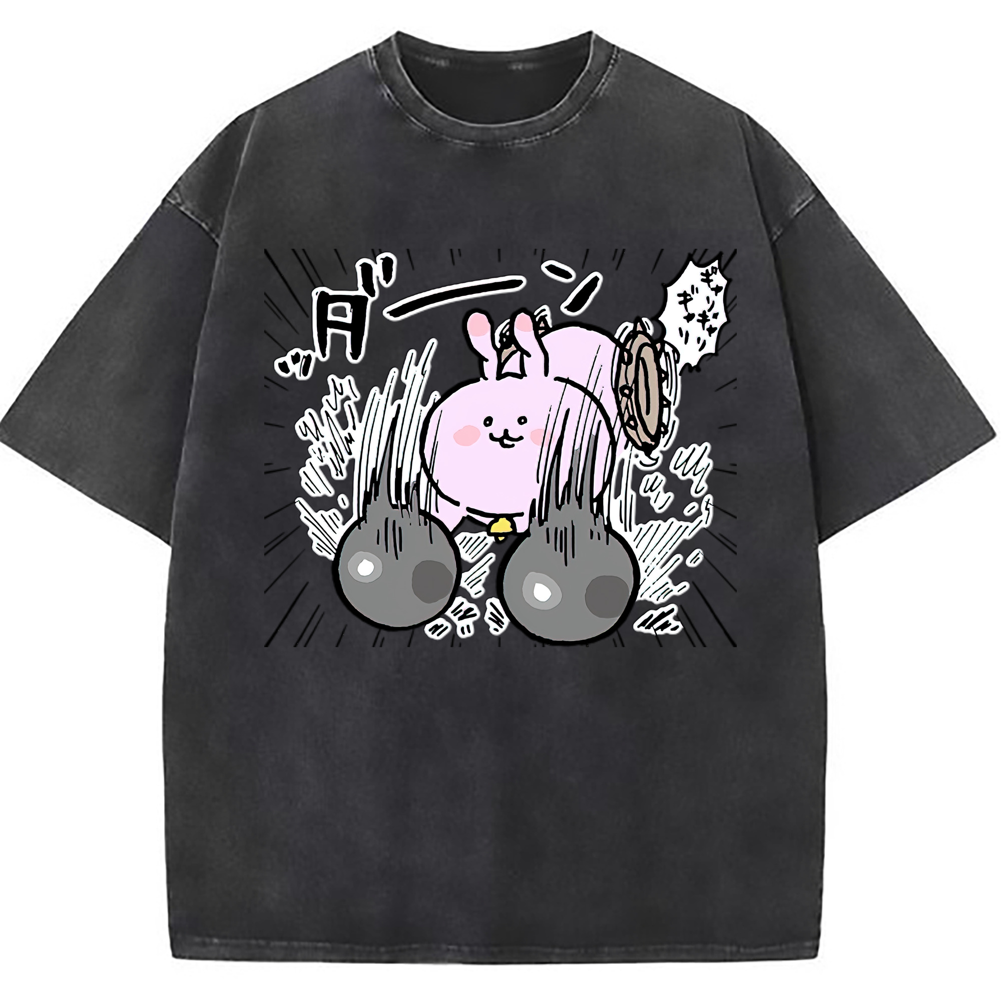 （画像用） ちいかわ うさぎ Chii-kawa usagi 綿100% ヴィンテージ風 半袖Tシャツ（フロントプリント）