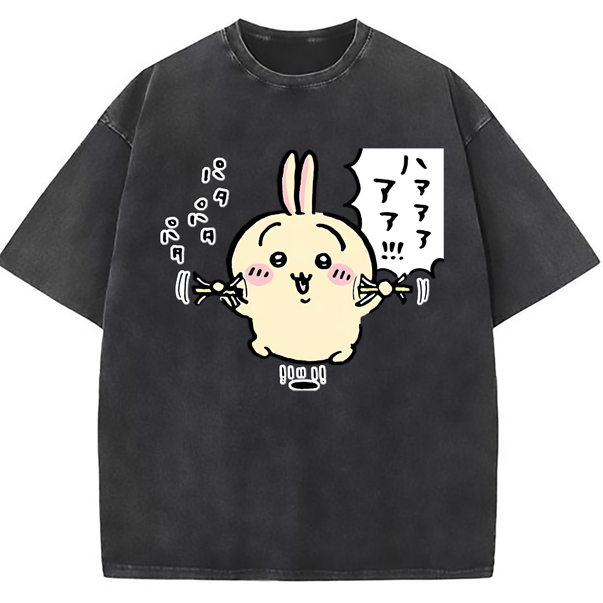 （画像用） ちいかわ うさぎ Chii-kawa usagi 綿100% ヴィンテージ風 半袖Tシャツ（フロントプリント）