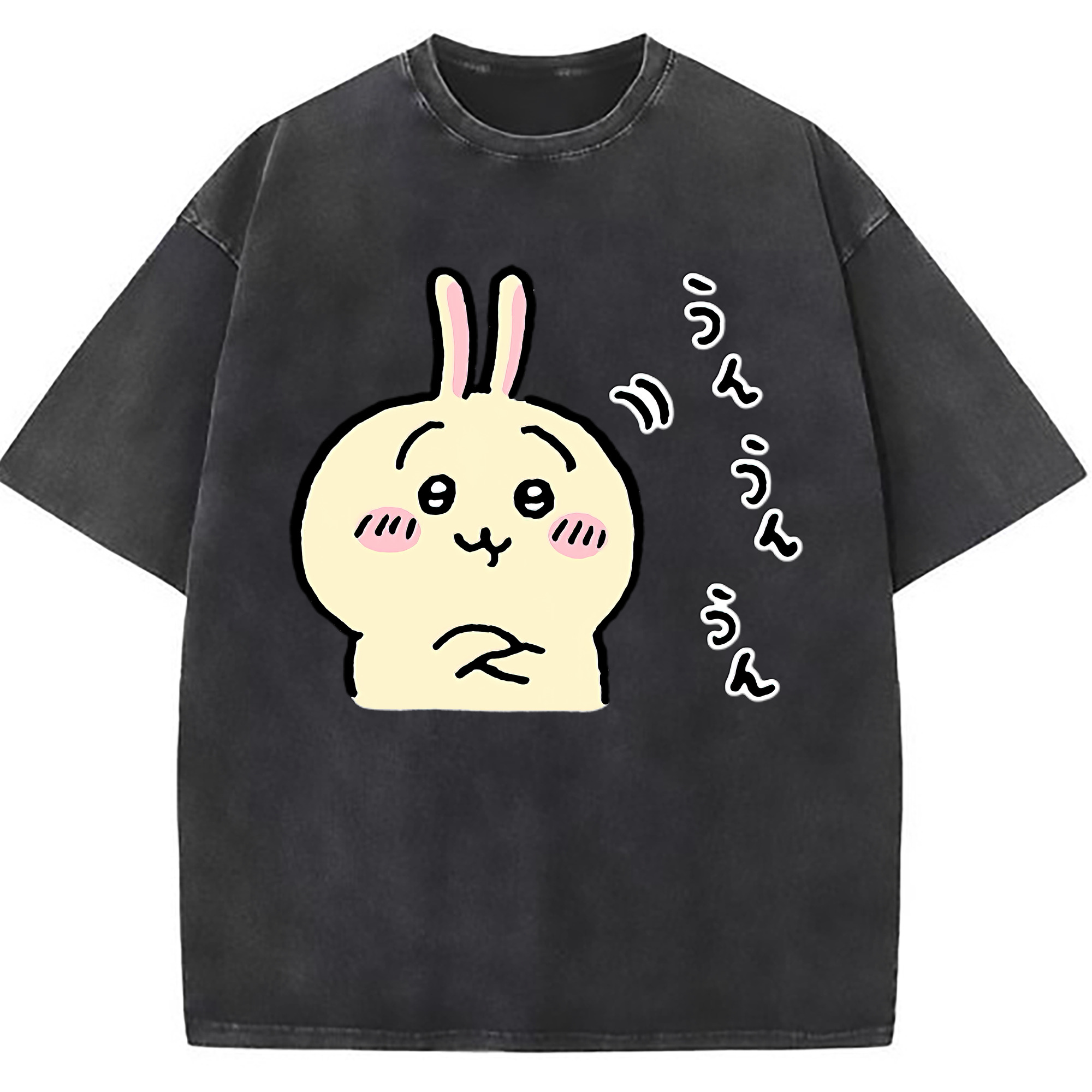 （画像用） ちいかわ うさぎ Chii-kawa usagi 綿100% ヴィンテージ風 半袖Tシャツ（フロントプリント）