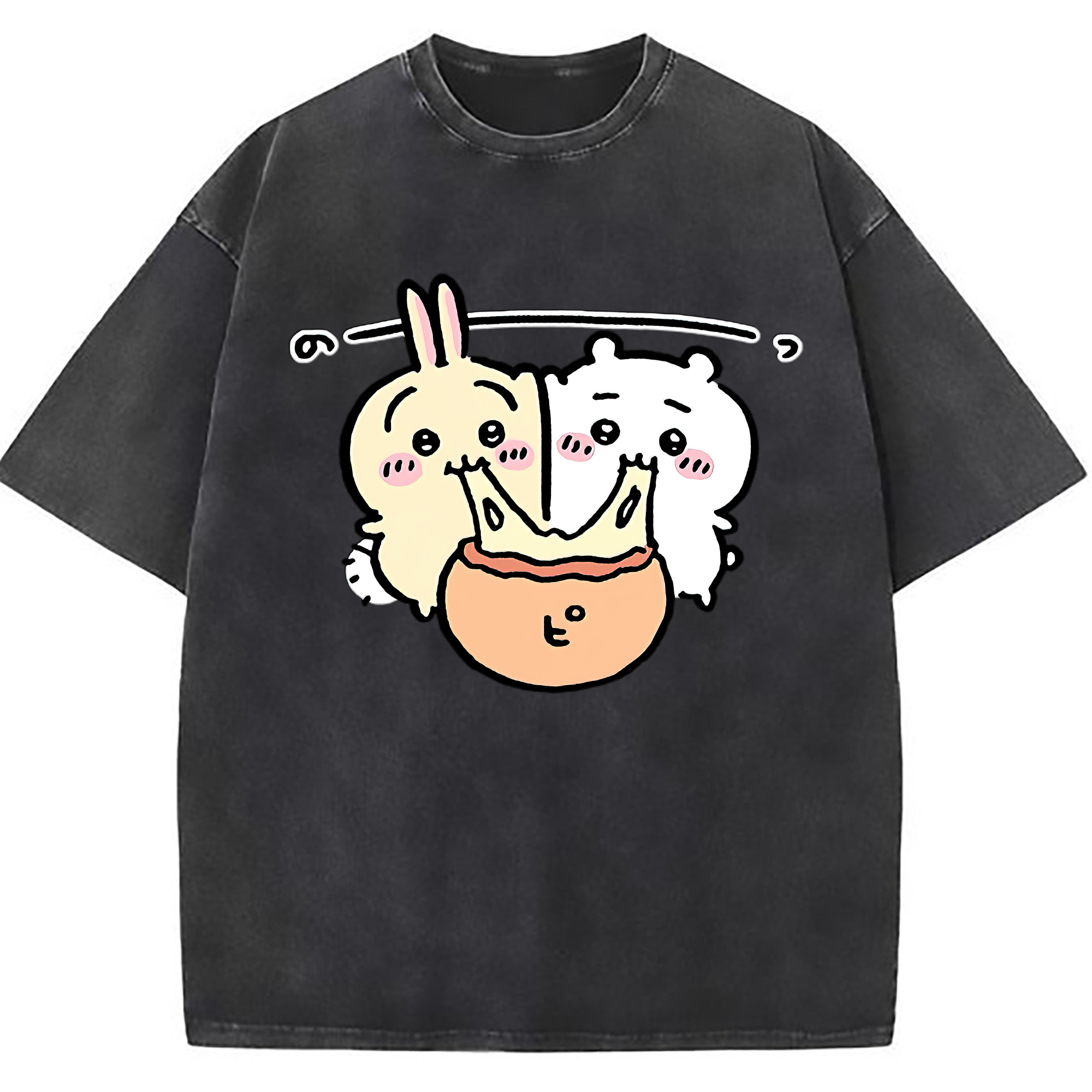 （画像用） ちいかわ うさぎ Chii-kawa usagi 綿100% ヴィンテージ風 半袖Tシャツ（フロントプリント）